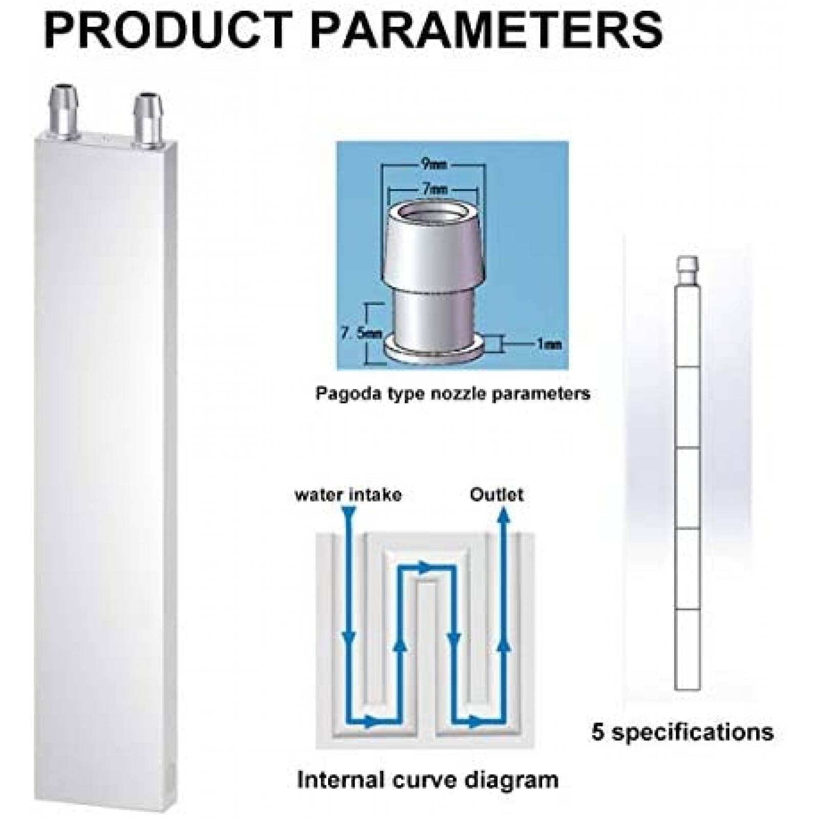 Bloque de Refrigeracion por Agua DIYhz 40x200x12mm -Plata