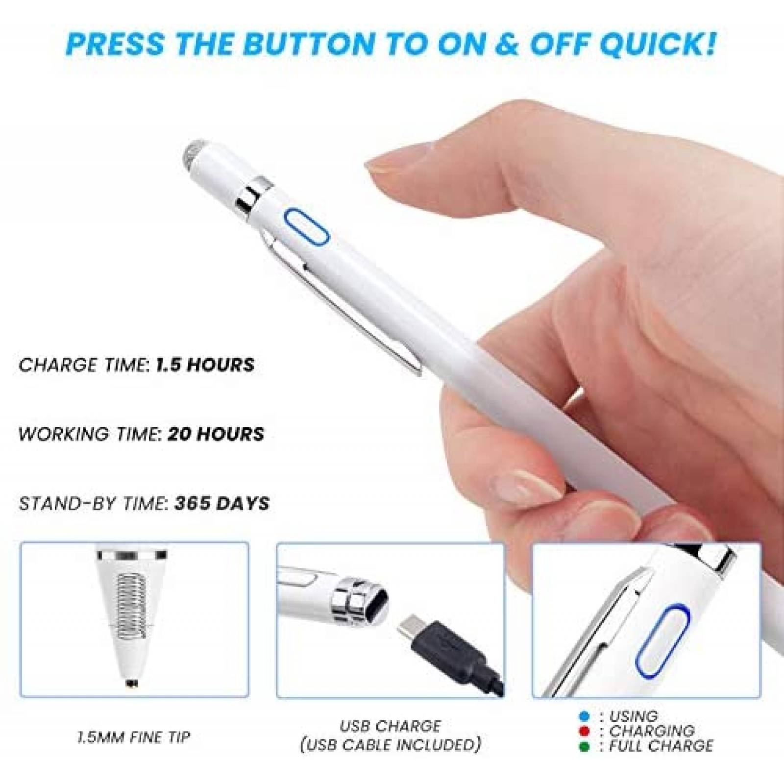 Lapiz Optico Generico Punta Ultrafina 1,5 mm -Blanco
