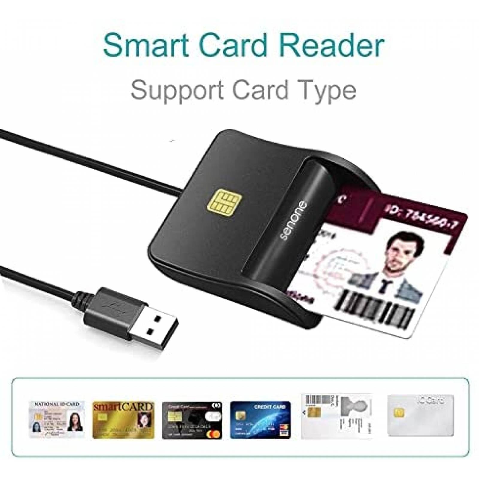 Lector Senone WS-SCR305RT Para tarjetas inteligentes -Negro