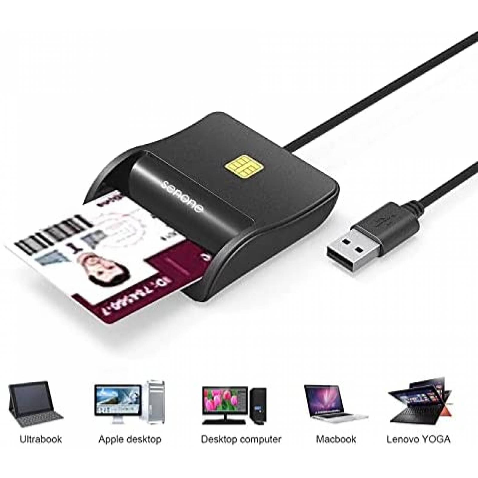 Lector Senone WS-SCR305RT Para tarjetas inteligentes -Negro