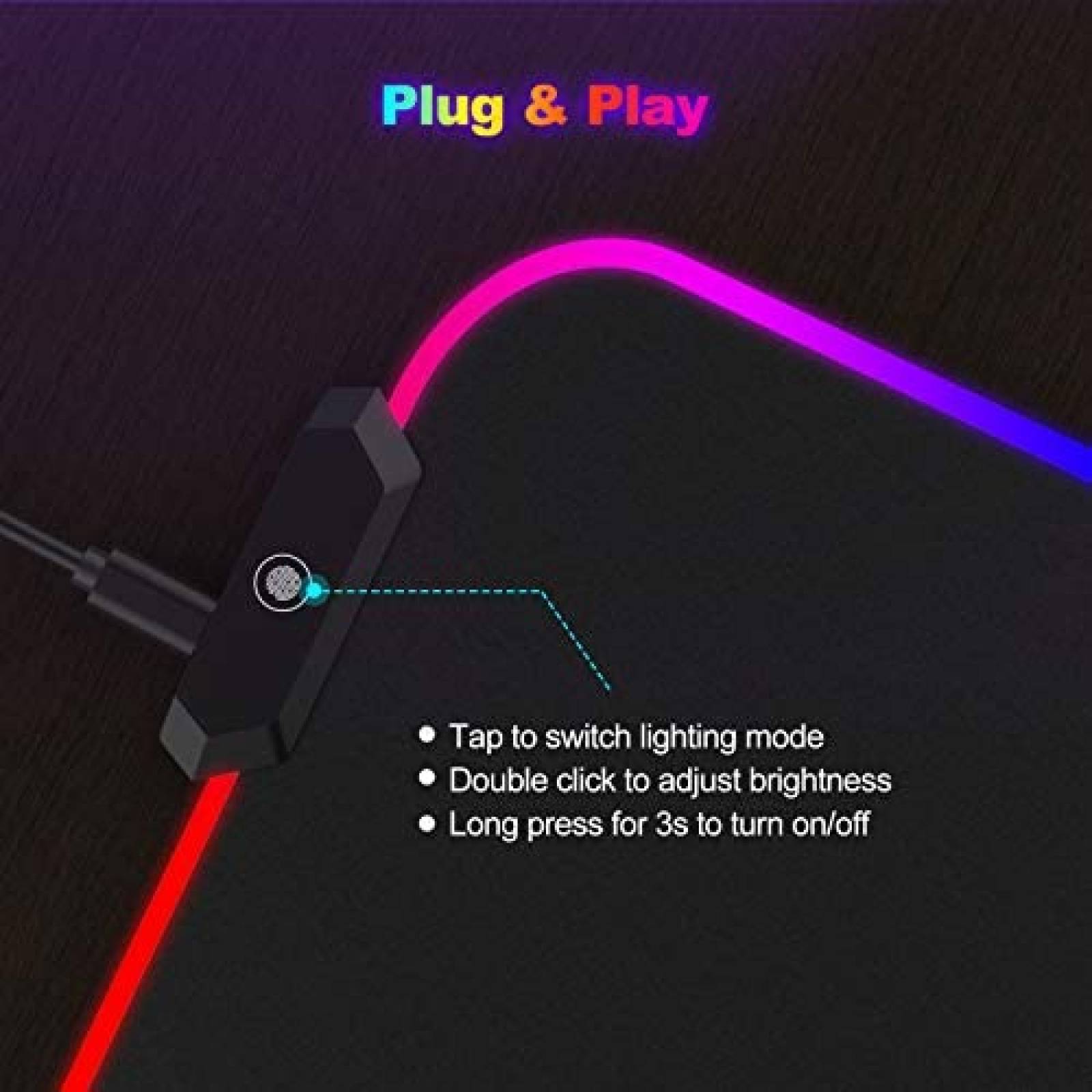 Alfombrilla De Mouse TECKNET Gamer RGB 12 Modos 31.5x15.7''