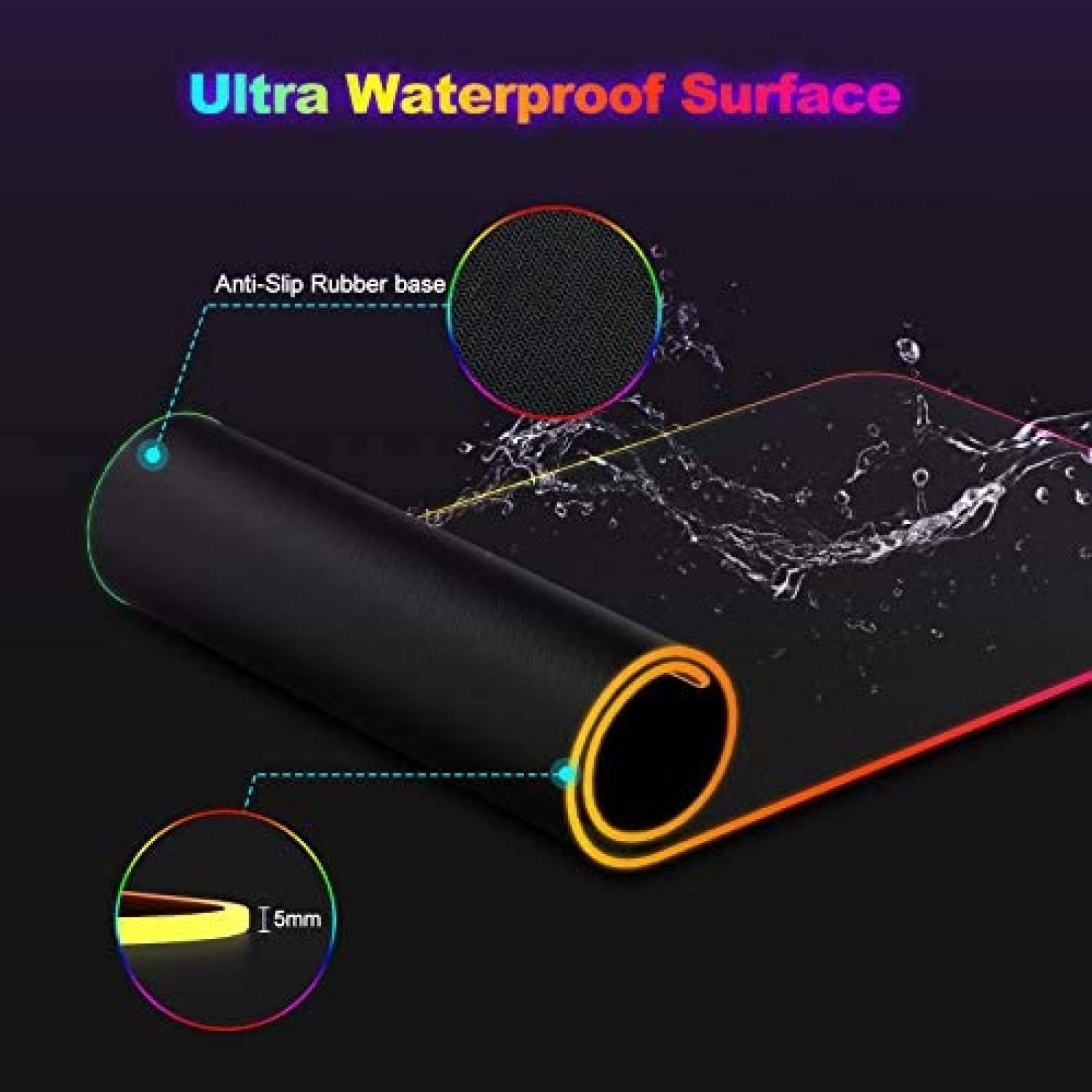 Alfombrilla De Mouse TECKNET Gamer RGB 12 Modos 31.5x15.7''