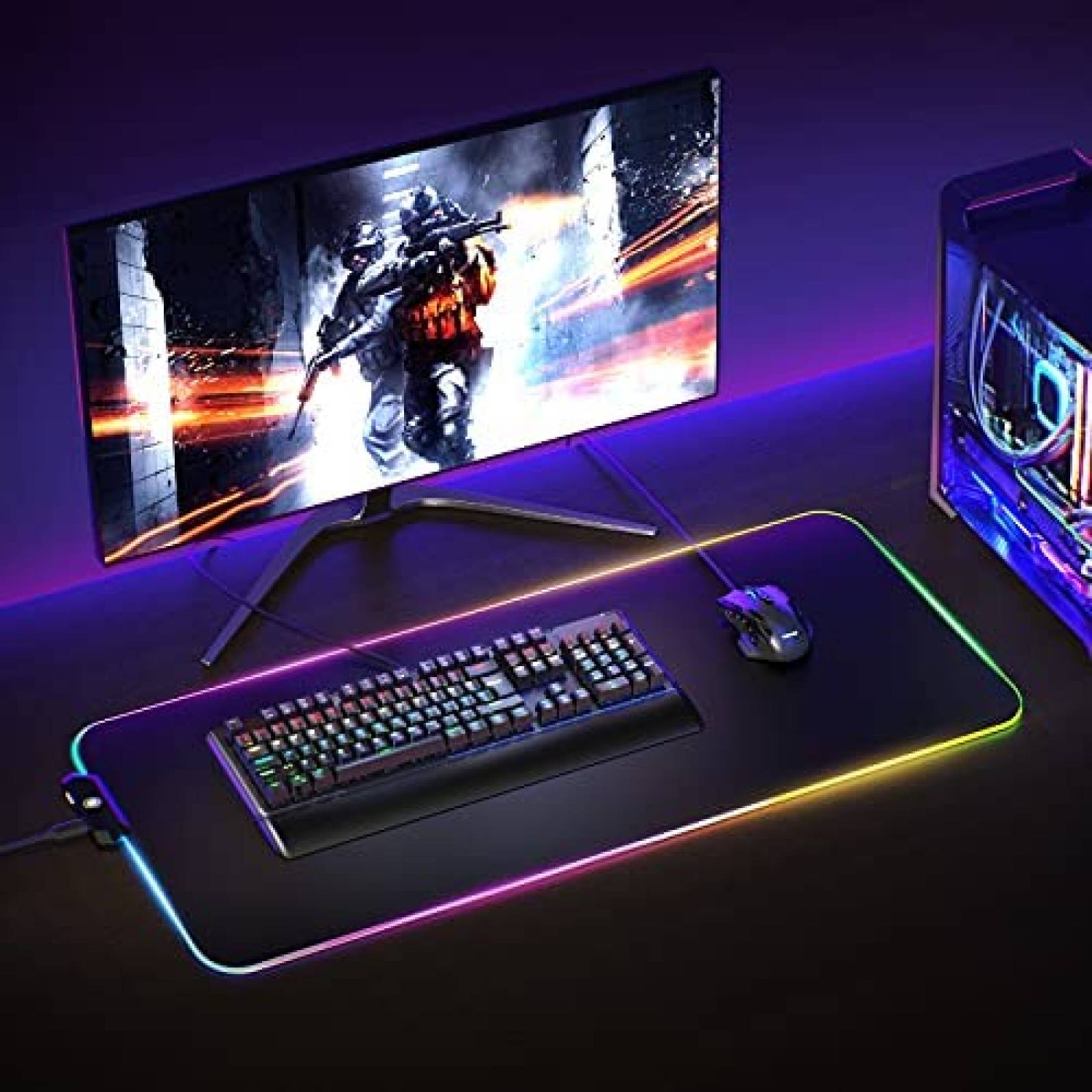 Alfombrilla De Mouse TECKNET Gamer RGB 12 Modos 31.5x15.7''