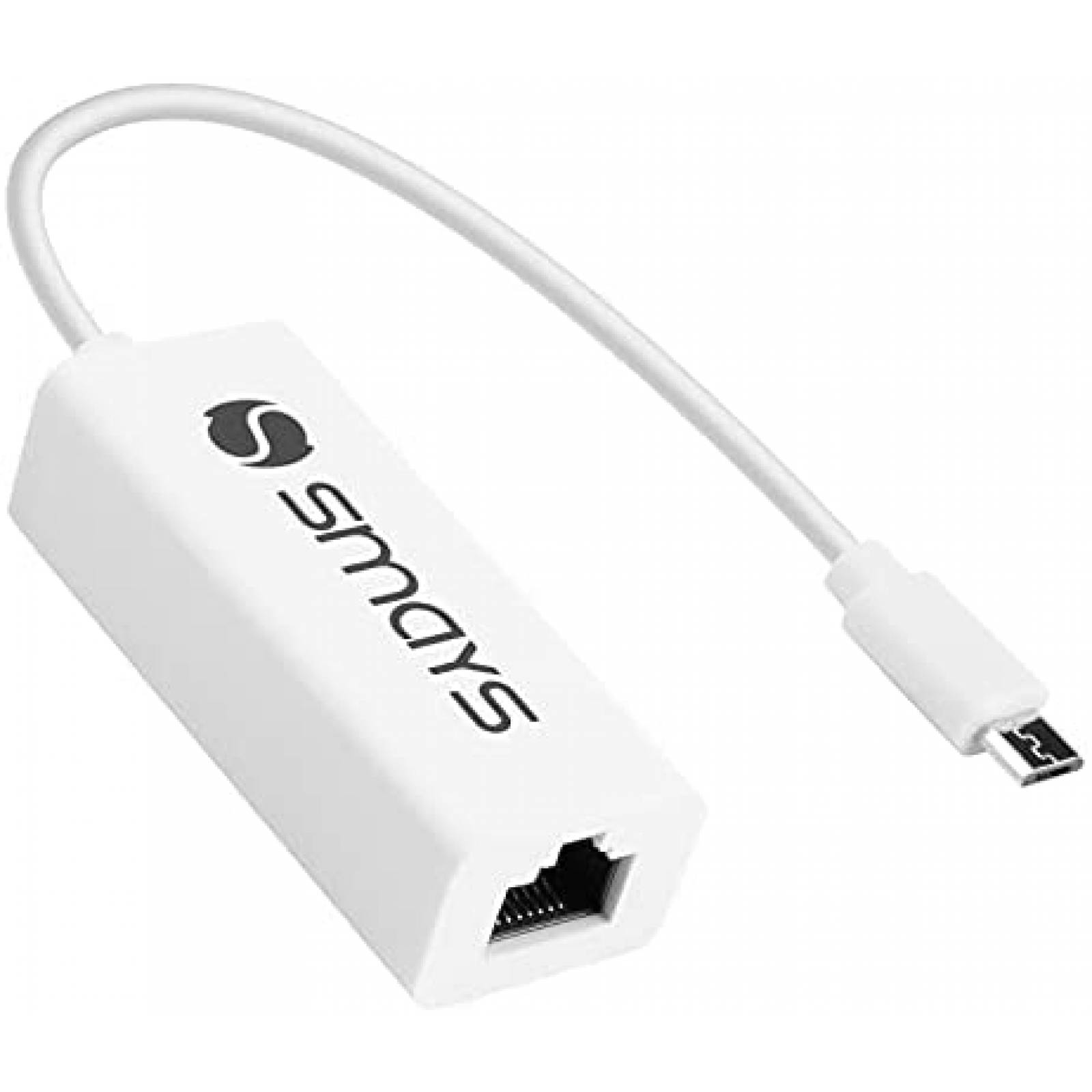 Adaptador Smays Micro USB a WLAN Ethernet 100 Mbps -Blanco