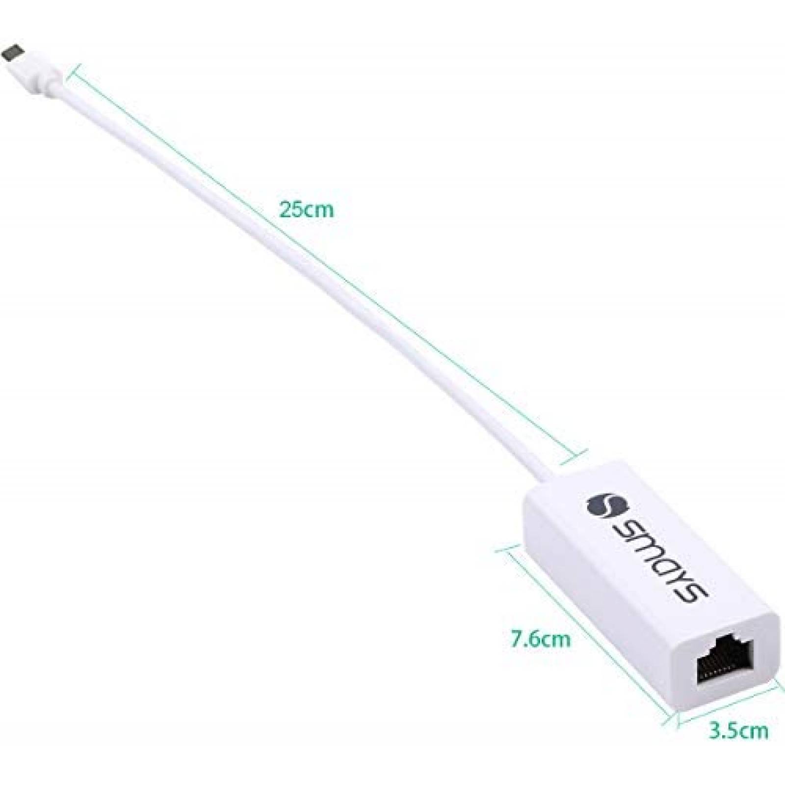 Adaptador Smays Micro USB a WLAN Ethernet 100 Mbps -Blanco
