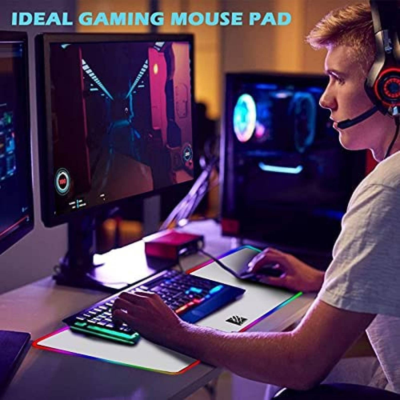 Mousepad Gamer LETGOALL RGB 14 Modos de Luz Resistente