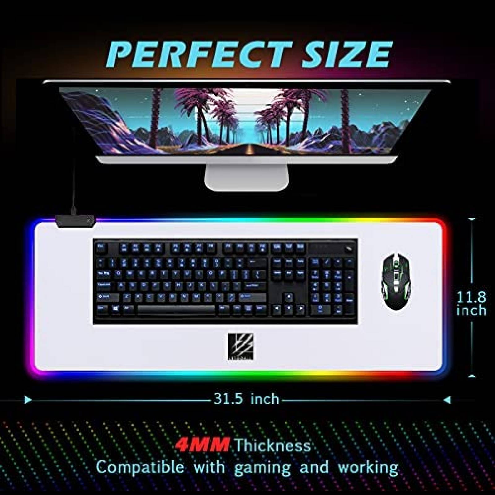 Mousepad Gamer LETGOALL RGB 14 Modos de Luz Resistente