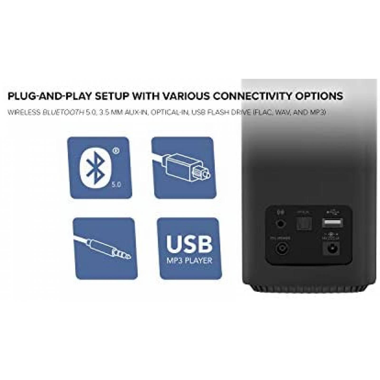 Bocinas Creative T100-2.0 80W Bluetooth AUX In -Negro