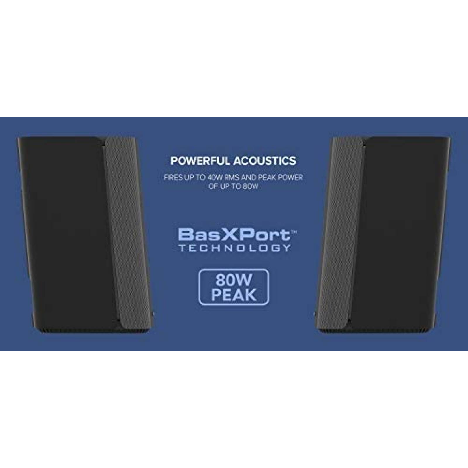 Bocinas Creative T100-2.0 80W Bluetooth AUX In -Negro