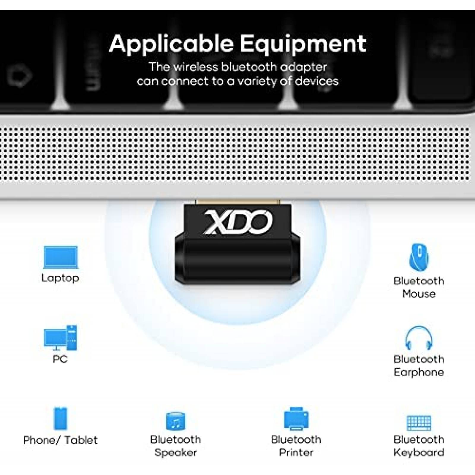 Adaptador Bluetooth XDO 5.1 EDR 3 Mbps para PC -Negro