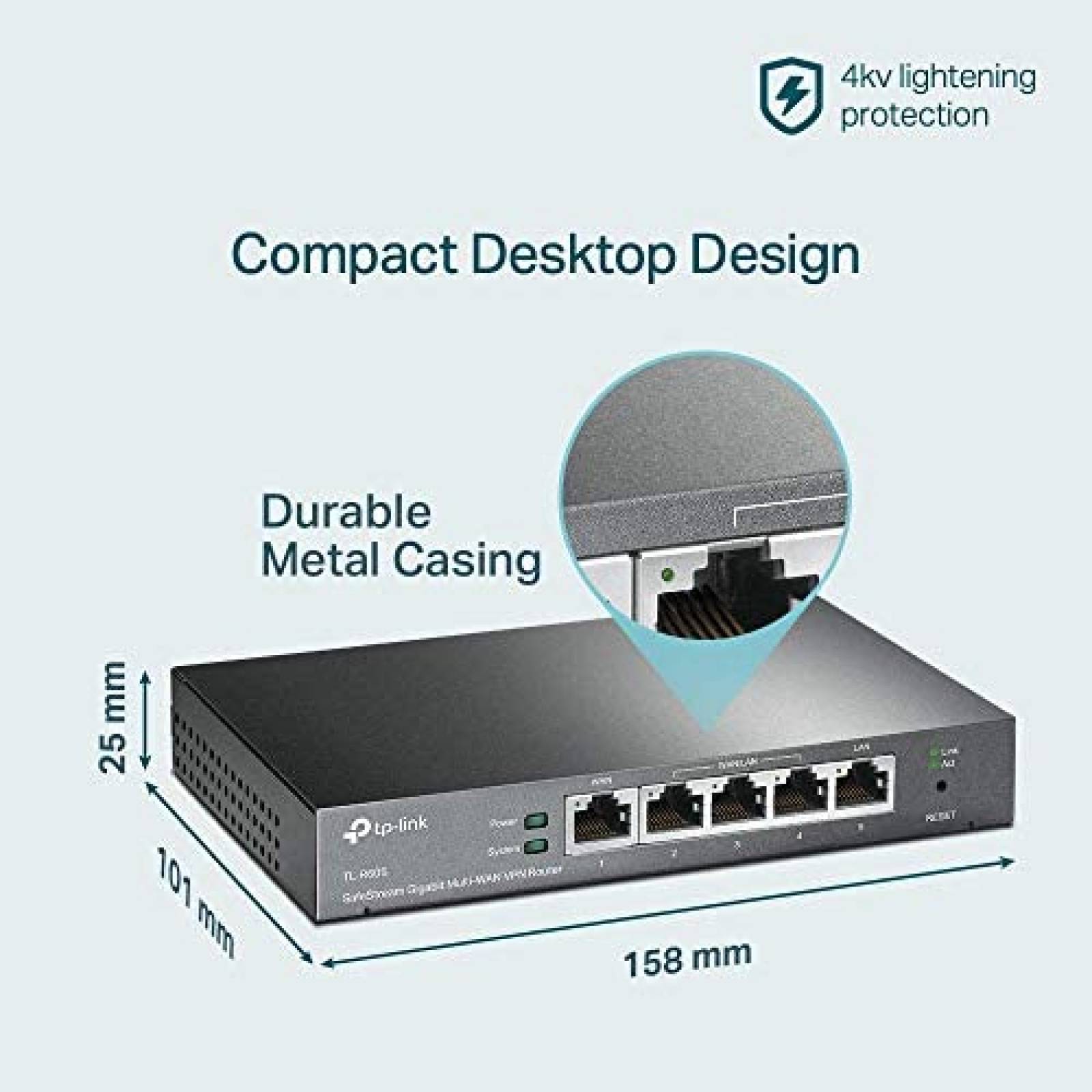 Router TP-Link VPN de 5 Puertos Gigabit WAN/LAN -Gris