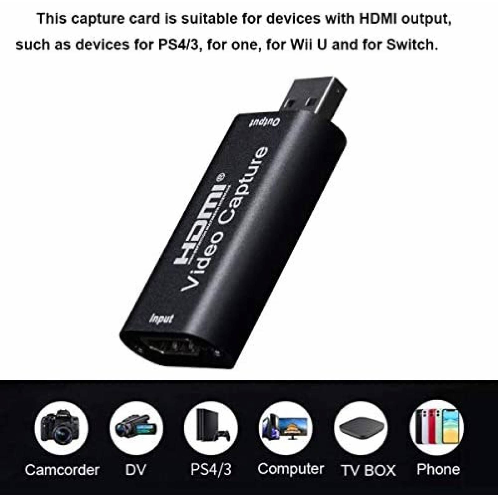 CAPTURADORA DE VIDEO HD DIWUER HDMI 1080p 4K USB