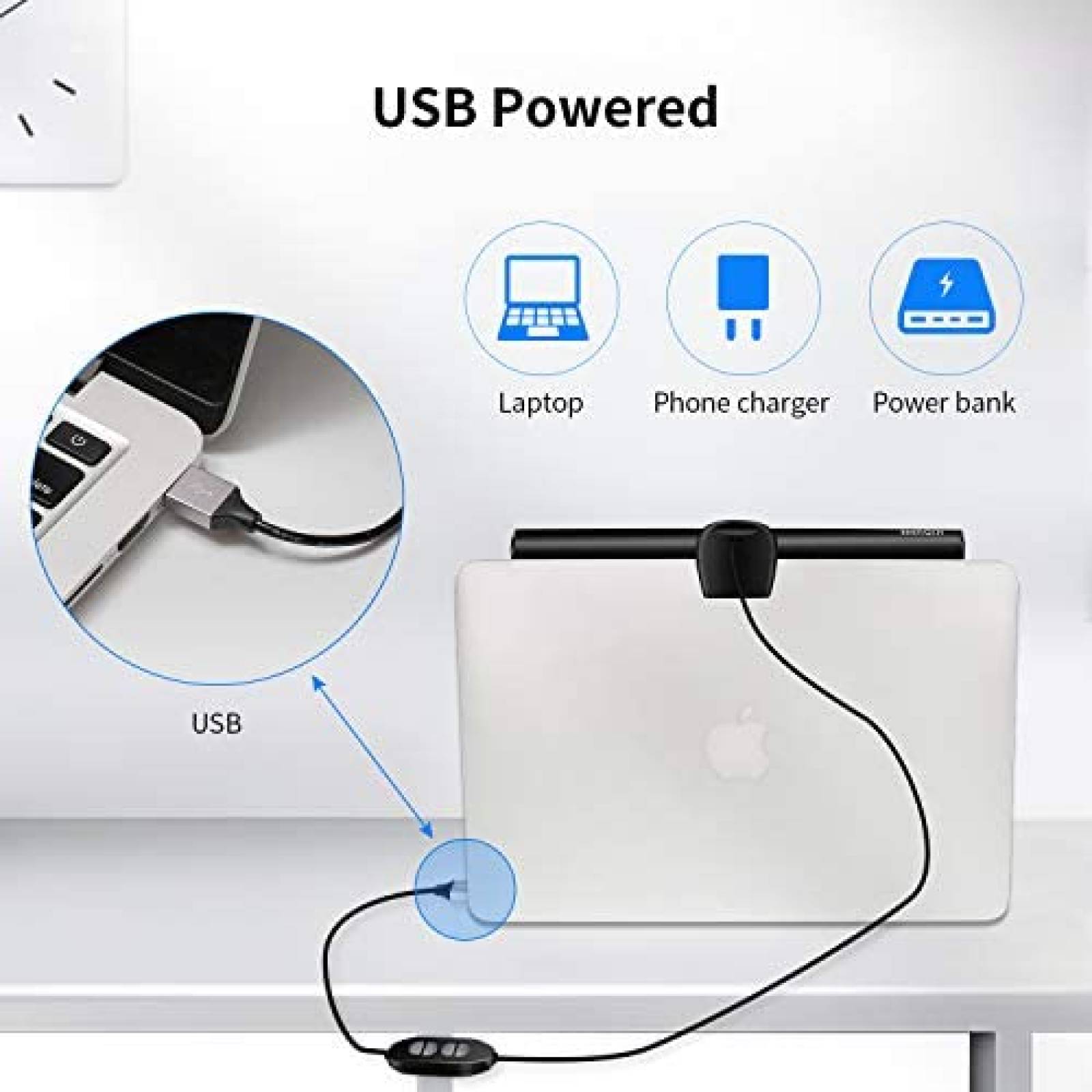 Lampara USB HIOUME de Luz LED Temperatura Ajustable -Negro