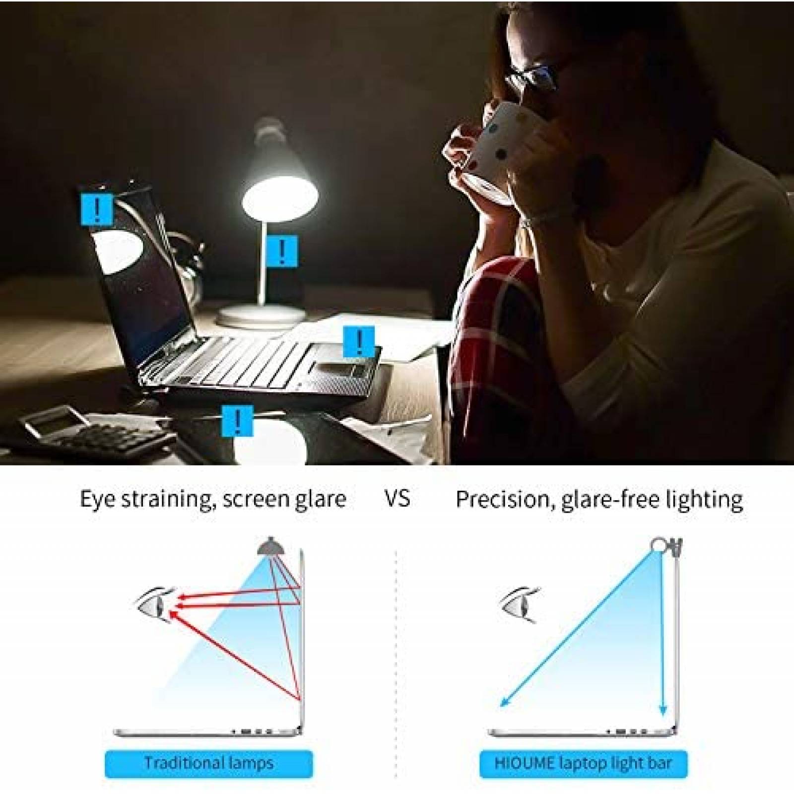 Lampara USB HIOUME de Luz LED Temperatura Ajustable -Negro