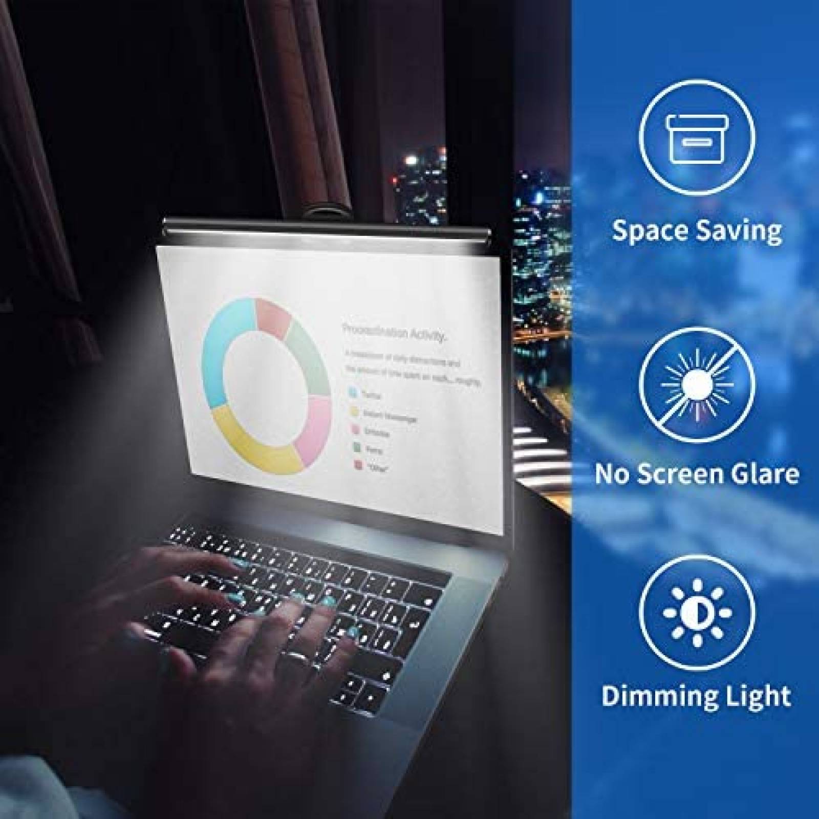 Lampara USB HIOUME de Luz LED Temperatura Ajustable -Negro