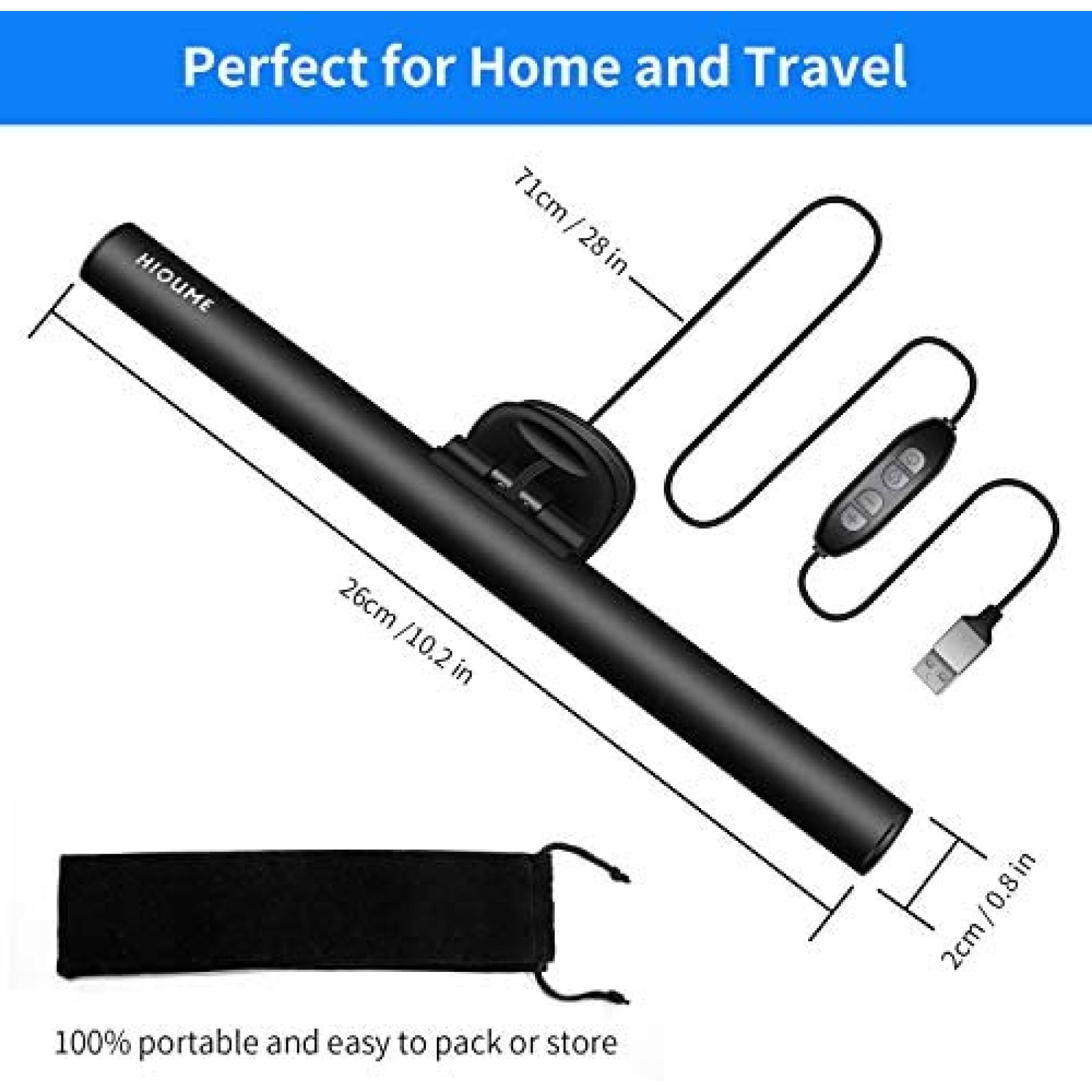 Lampara USB HIOUME de Luz LED Temperatura Ajustable -Negro
