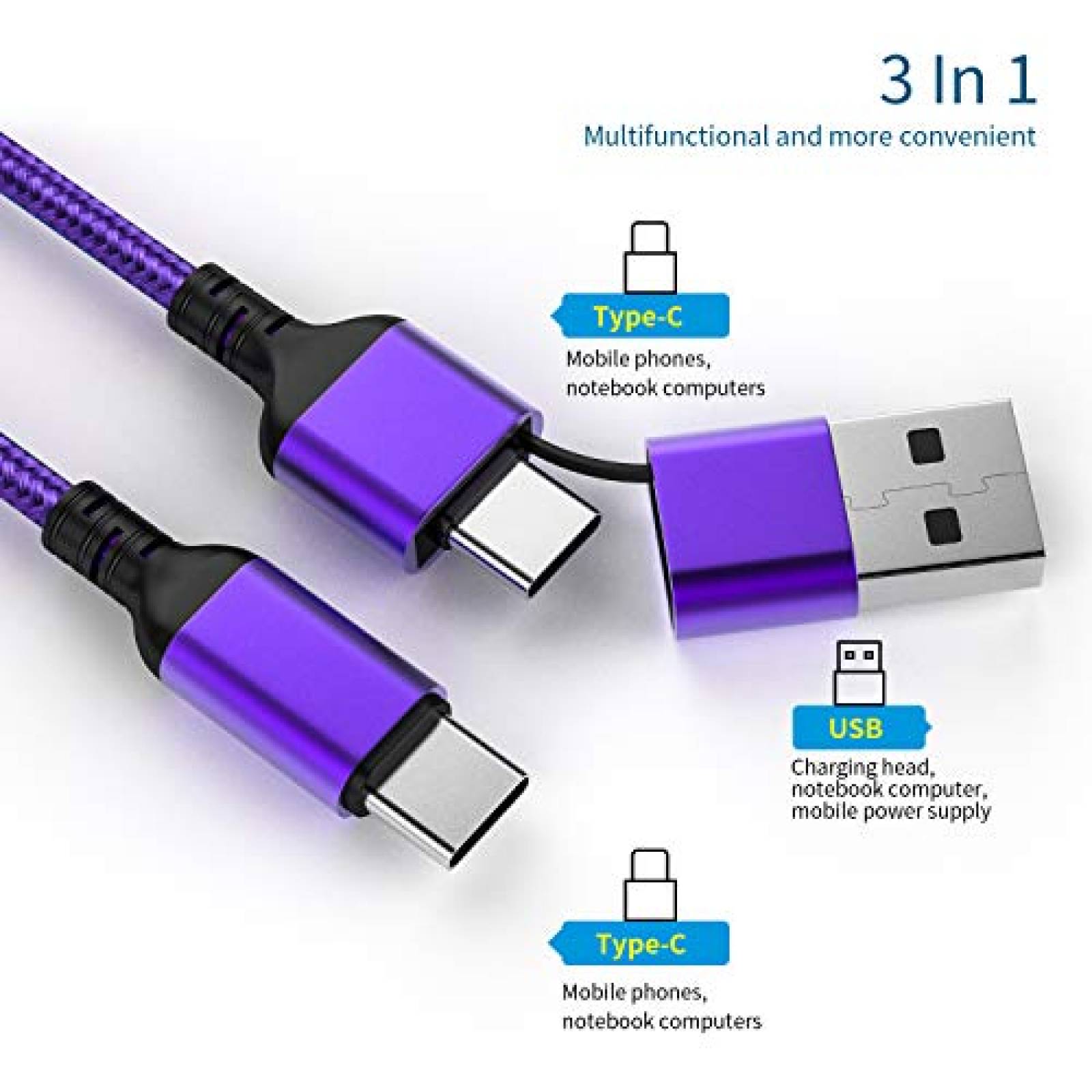 Cable USB xiongweida Tablet Micro USB Tipo C -Morado