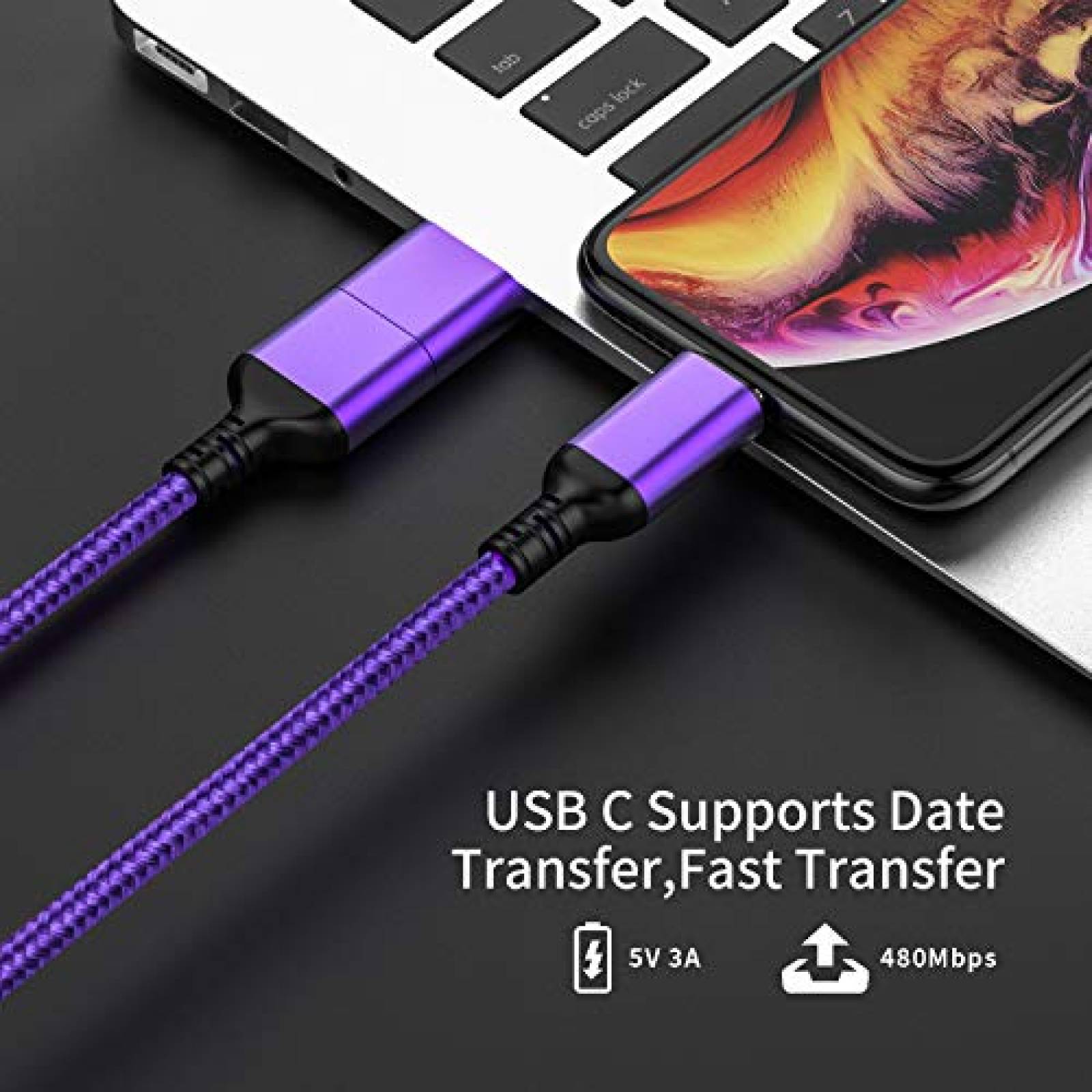 Cable USB xiongweida Tablet Micro USB Tipo C -Morado