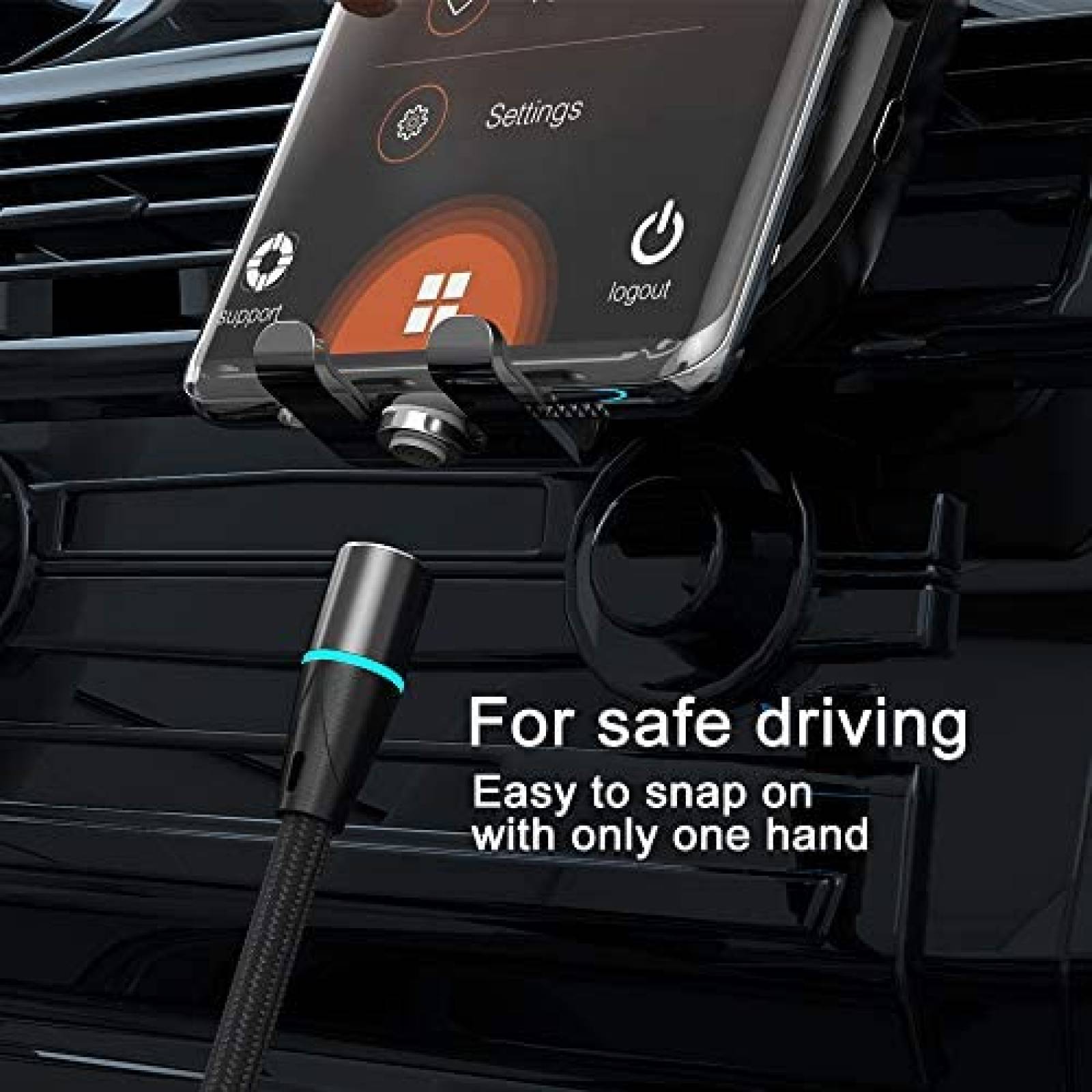 3-Pezzi 1 Metri]Cavo Magnetico USB-C NETDOT 12a Generazione, Cavo di Ricarica Rapida in Nylon Intrecciato, Compatibile con Type-C Smartphones (Nero