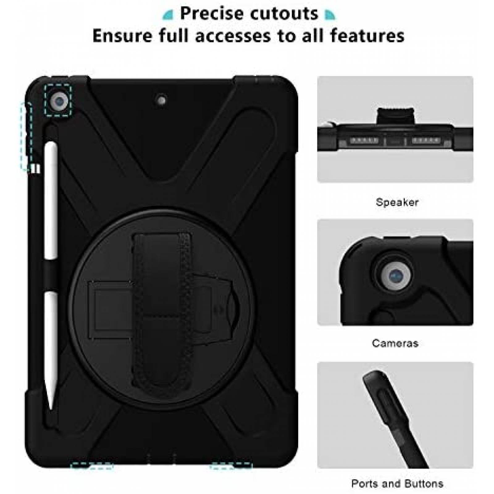 Funda Rigida ProCase para iPad 7/8 Gen de 10.2'' -Negro