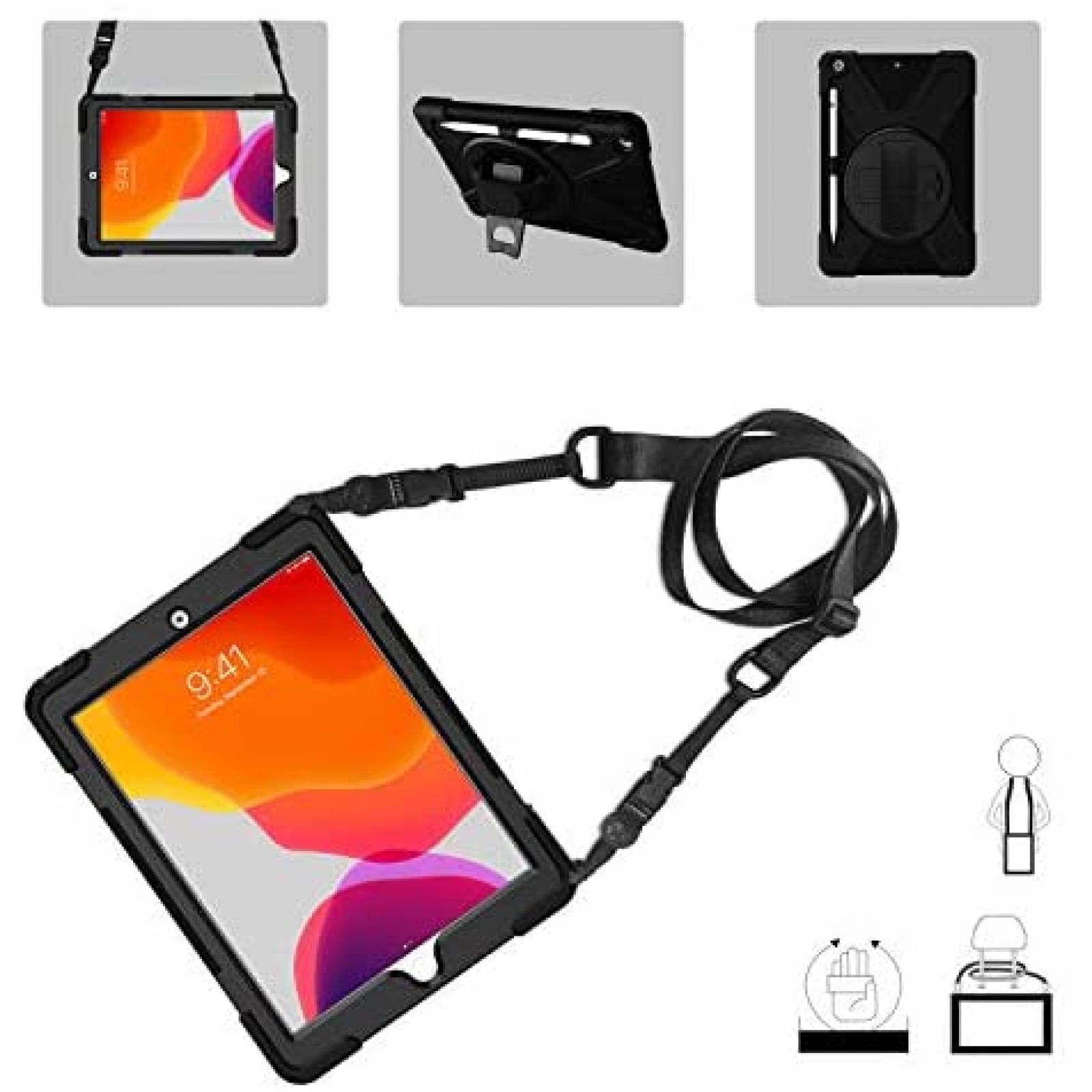 Funda Rigida ProCase para iPad 7/8 Gen de 10.2'' -Negro