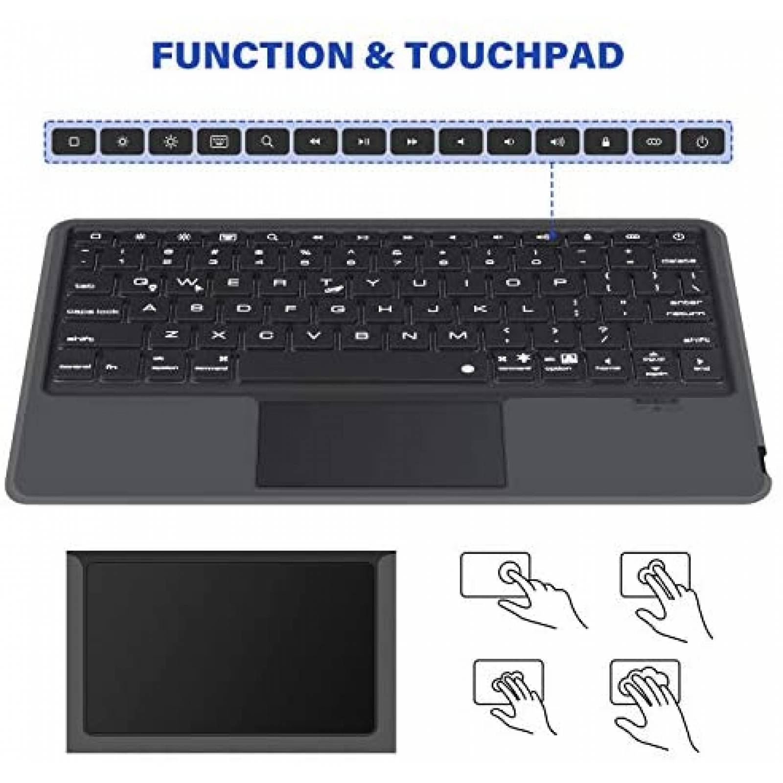 Funda OMOTON Compatible Para Apple iPad Con Teclado -Negro