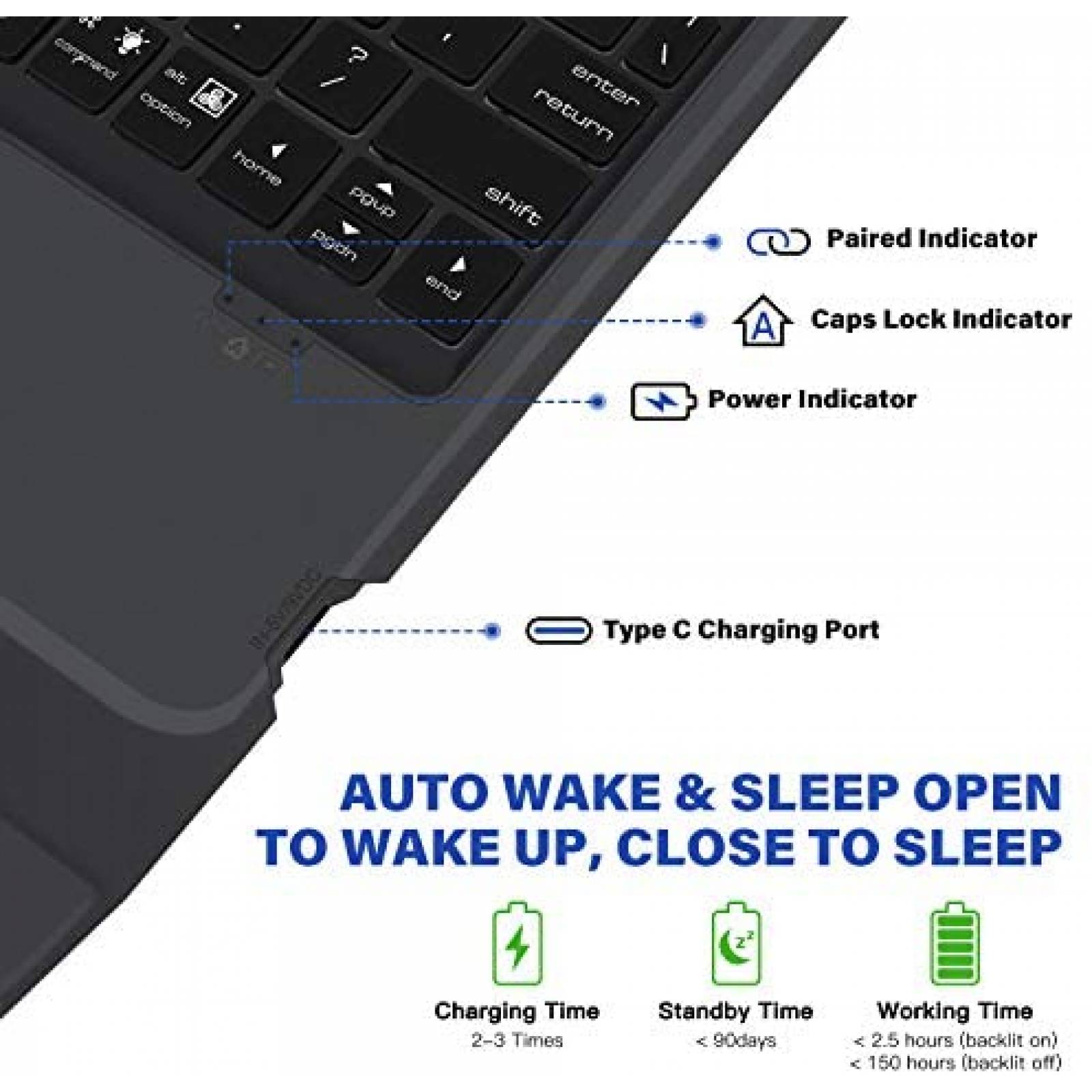 Funda OMOTON Compatible Para Apple iPad Con Teclado -Negro