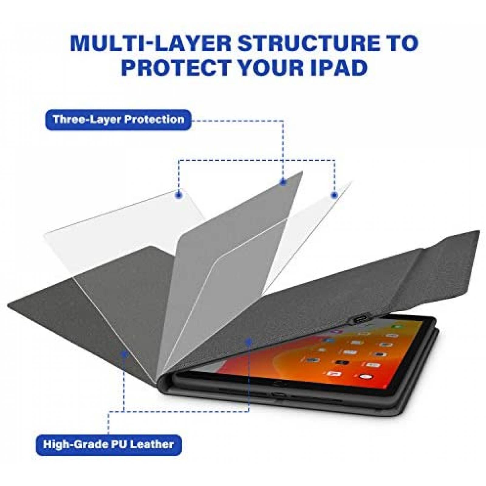 Funda OMOTON Compatible Para Apple iPad Con Teclado -Negro