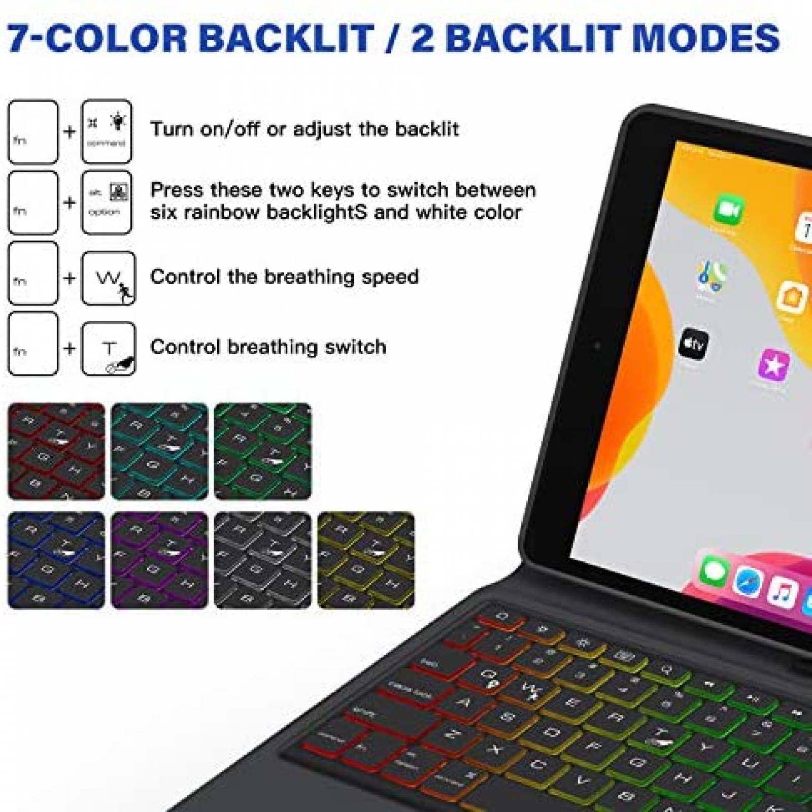 Funda OMOTON Compatible Para Apple iPad Con Teclado -Negro