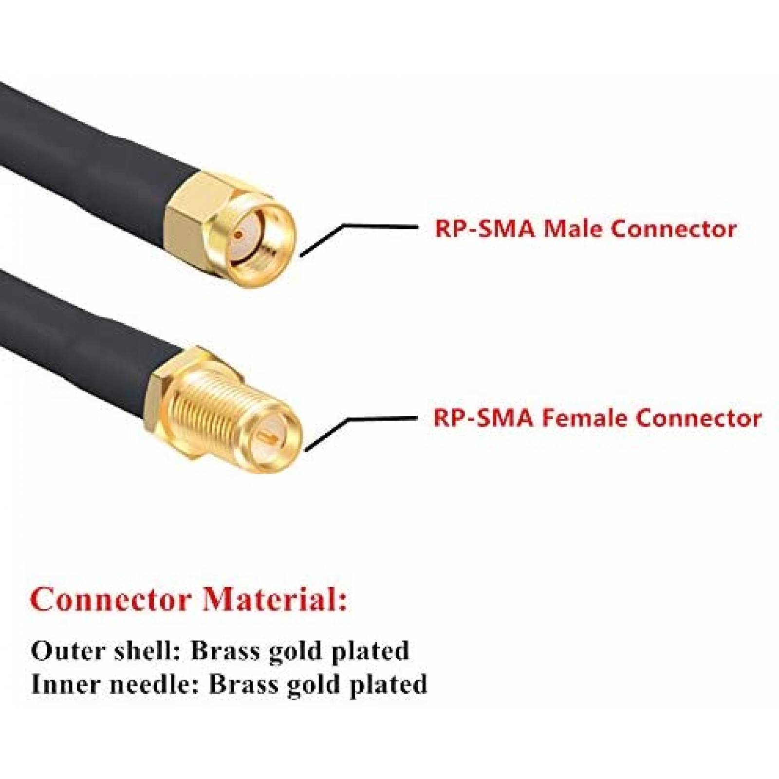 Cable Coaxial XRDS-RF RP-SMA RG58 Antena WiFi -Negro