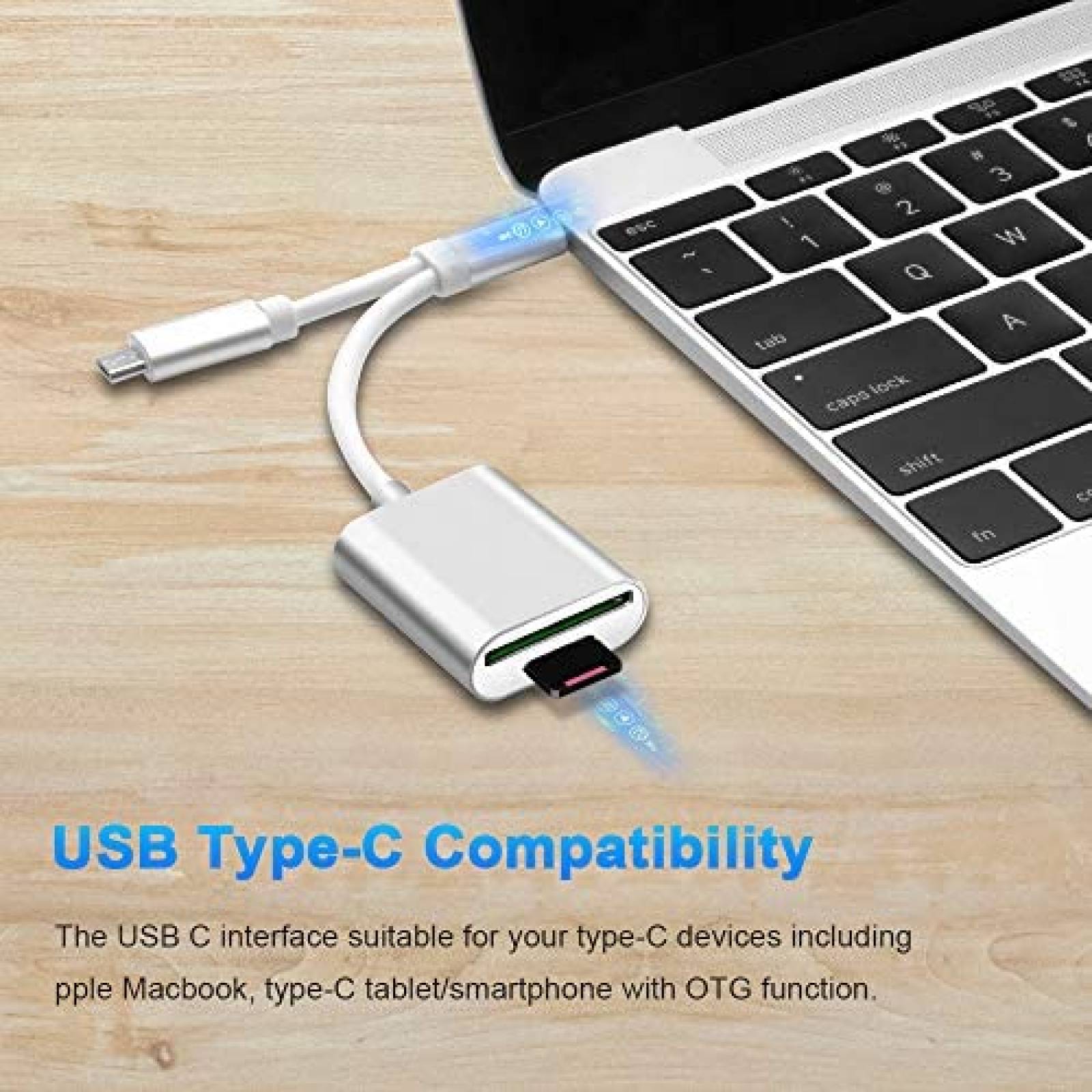 USB C a Lector de tarjetas SD ELETRAND de aluminio -Plateado