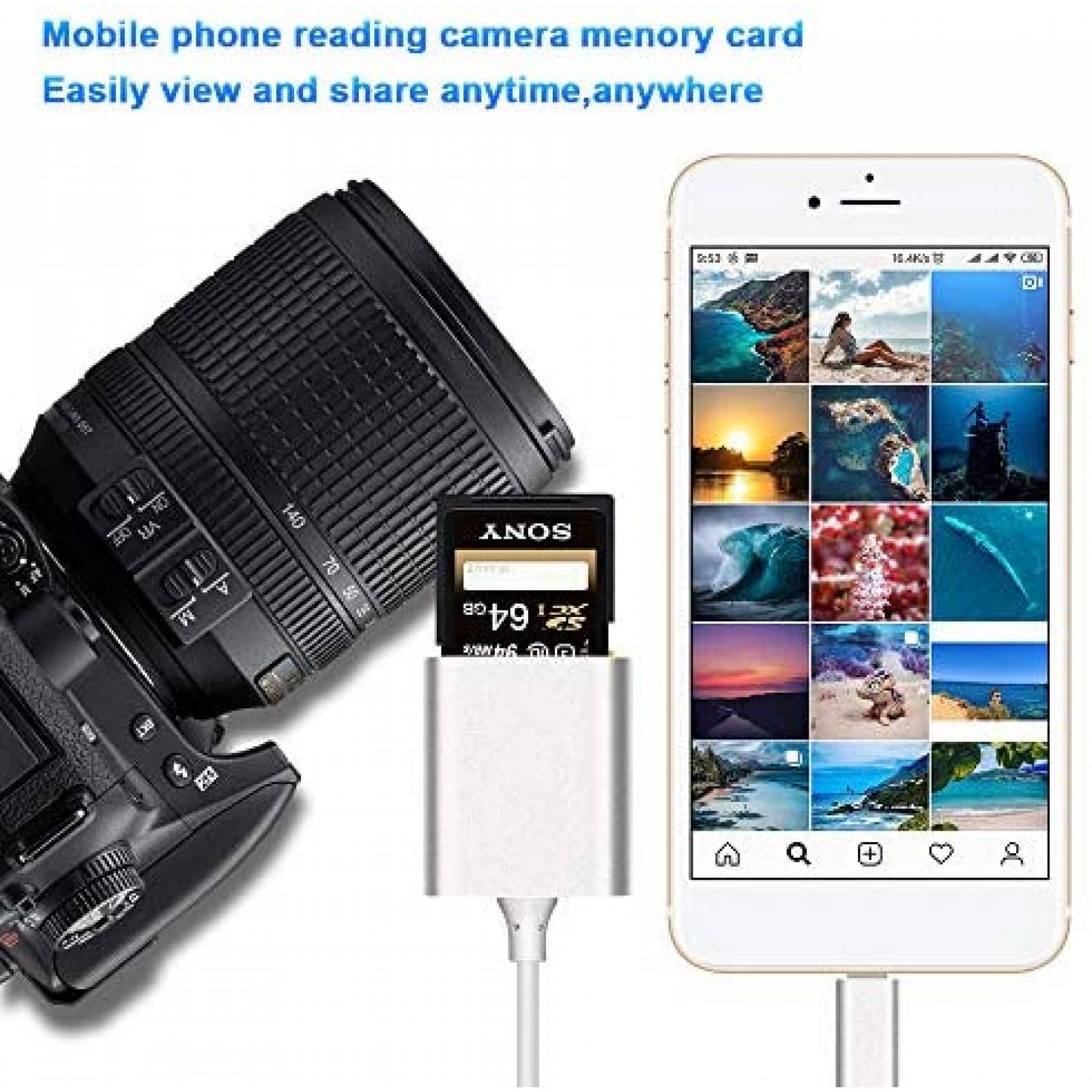 USB C a Lector de tarjetas SD ELETRAND de aluminio -Plateado