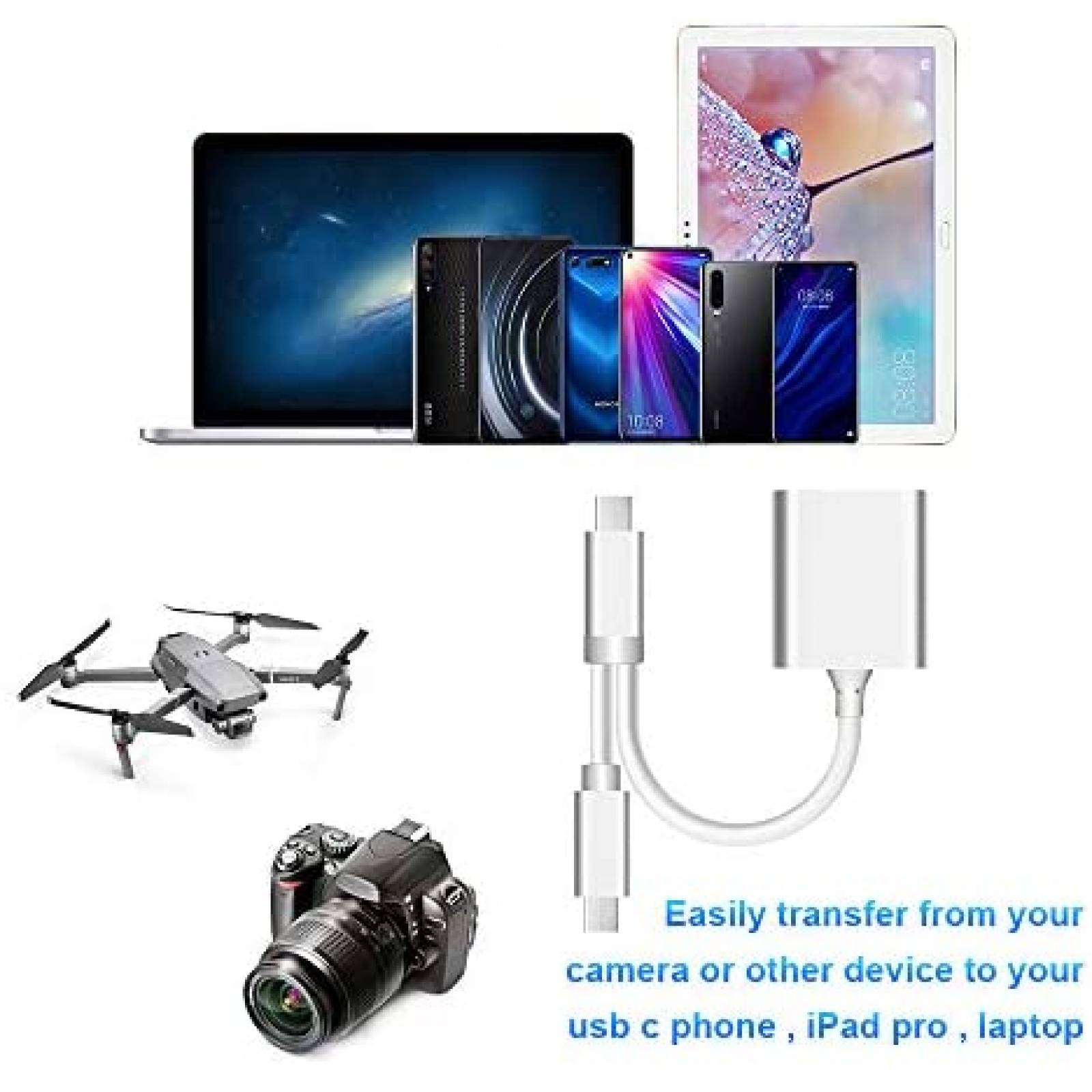 USB C a Lector de tarjetas SD ELETRAND de aluminio -Plateado