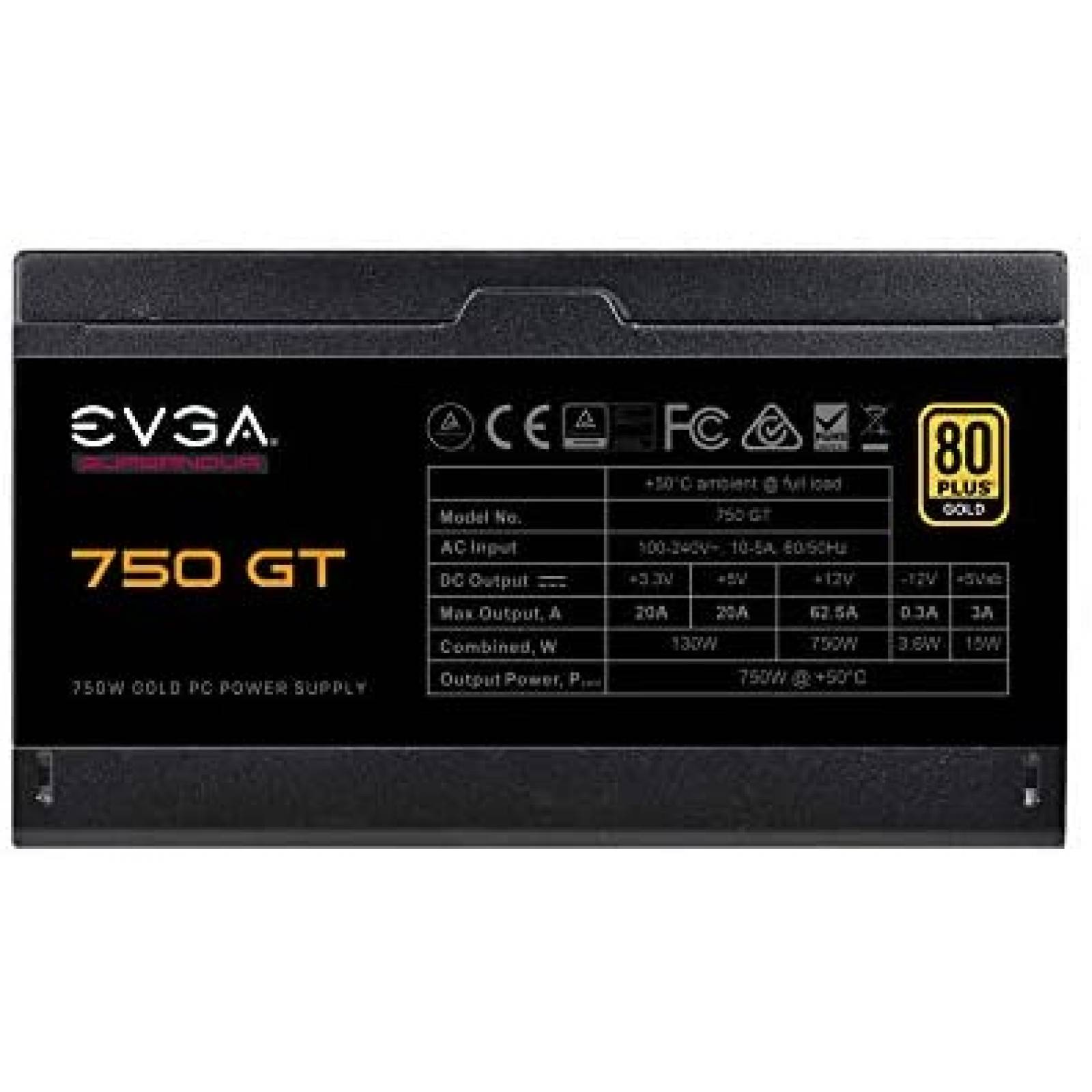 Fuente de Alimentacion EVGA 750 GT Supernova 80 Plus Gold