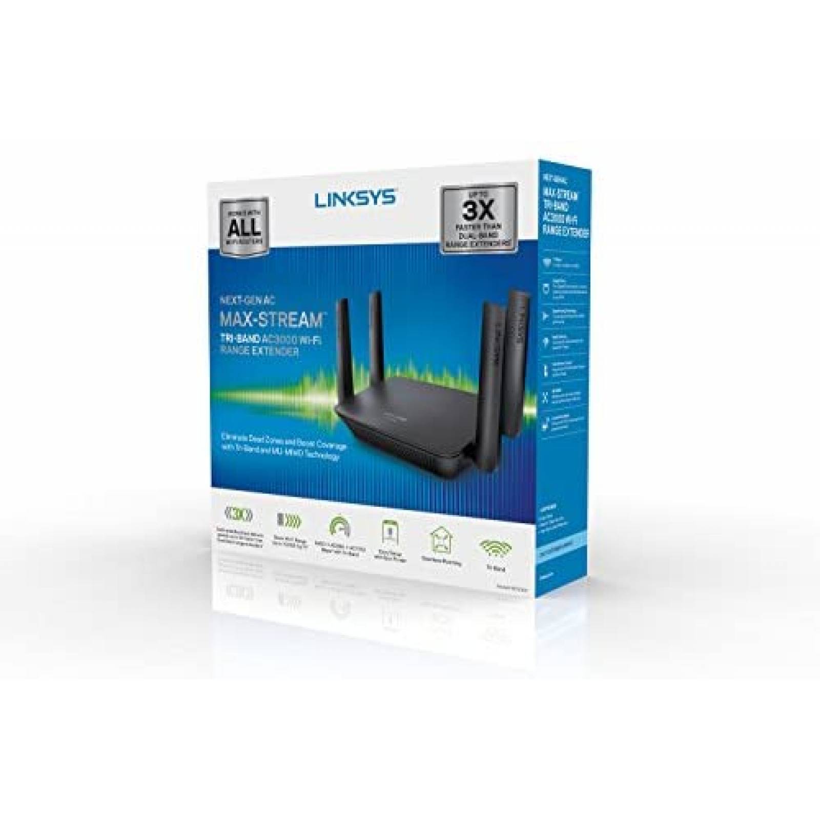 Repetidor de Seal Linksys RE9000 Wi-Fi Rango Extendido