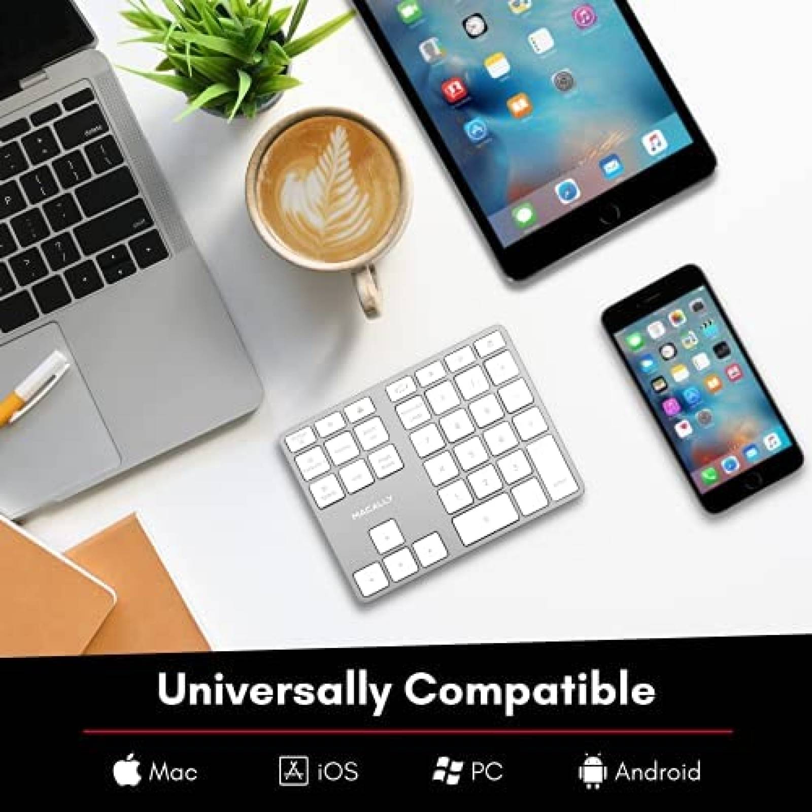 Teclado Numerico Macally Bluetooth de 35 Teclas -Plata