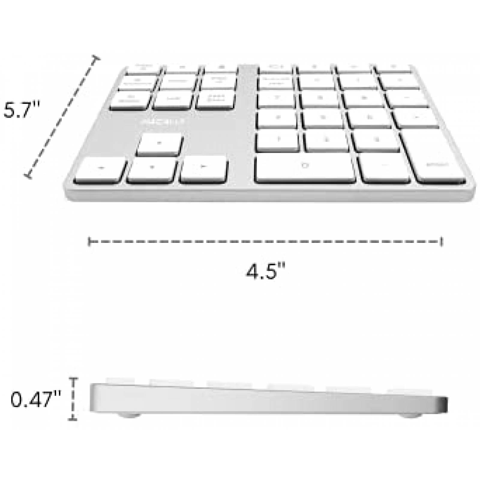 Teclado Numerico Macally Bluetooth de 35 Teclas -Plata
