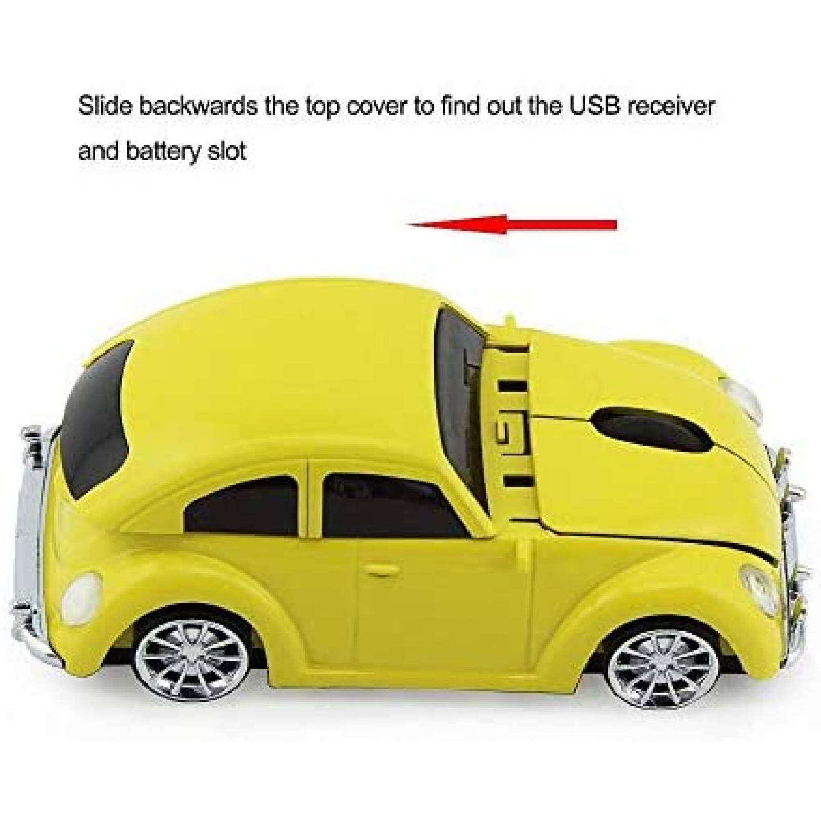 Mouse FASBEL Inalambrico de VW Beetle para PC -Amarillo