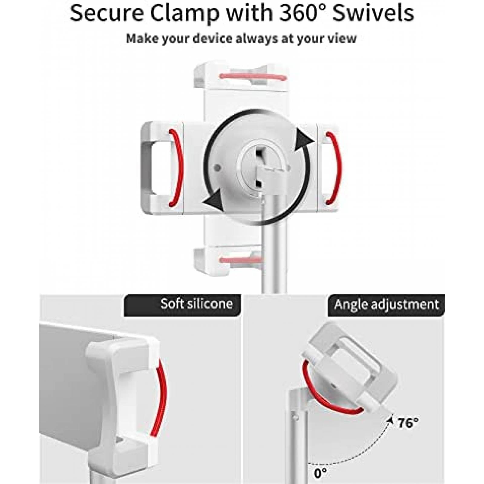 Stand de Piso SAIJI para Tablet Universal 4.7"-12.9" -Plata