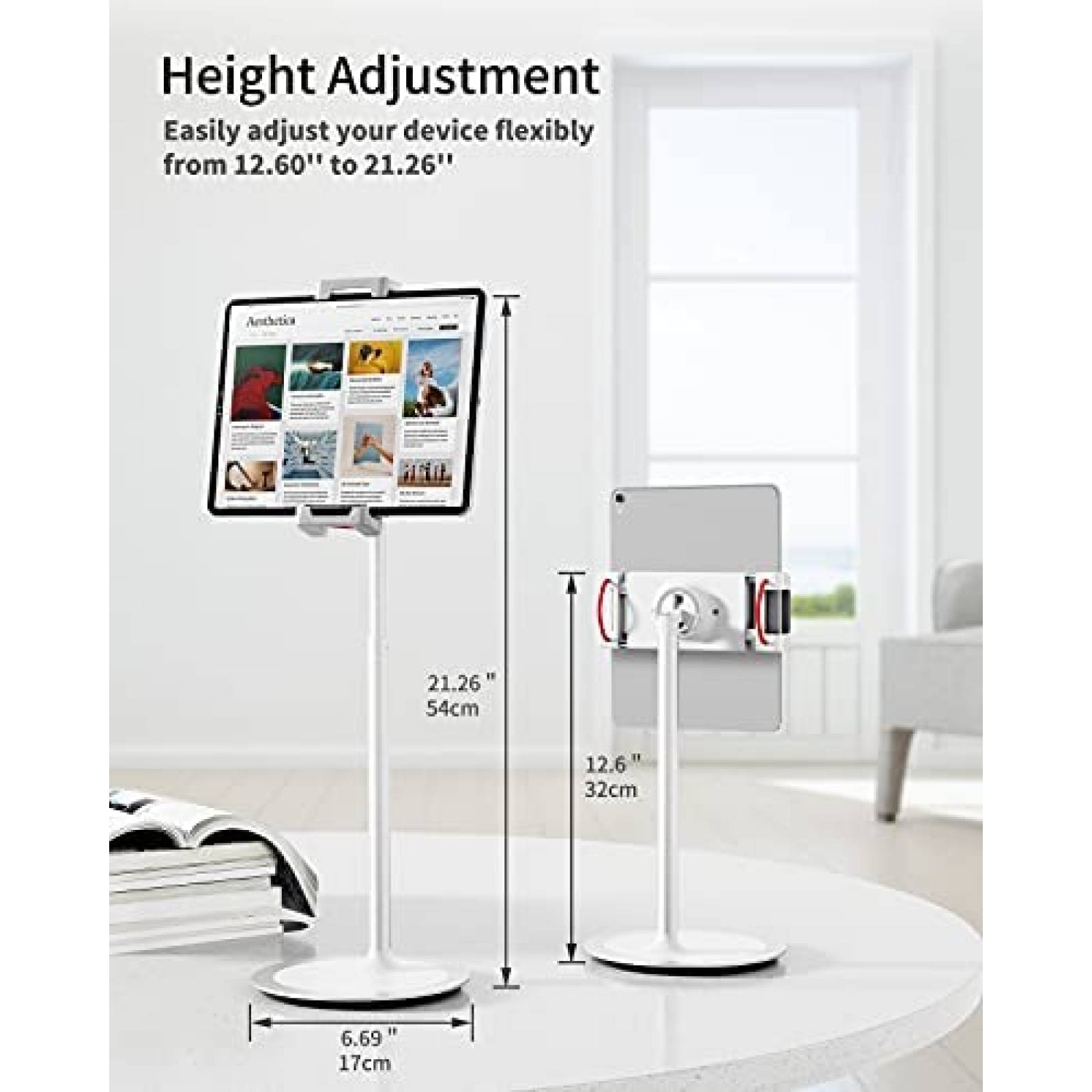 Stand de Piso SAIJI para Tablet Universal 4.7"-12.9" -Plata