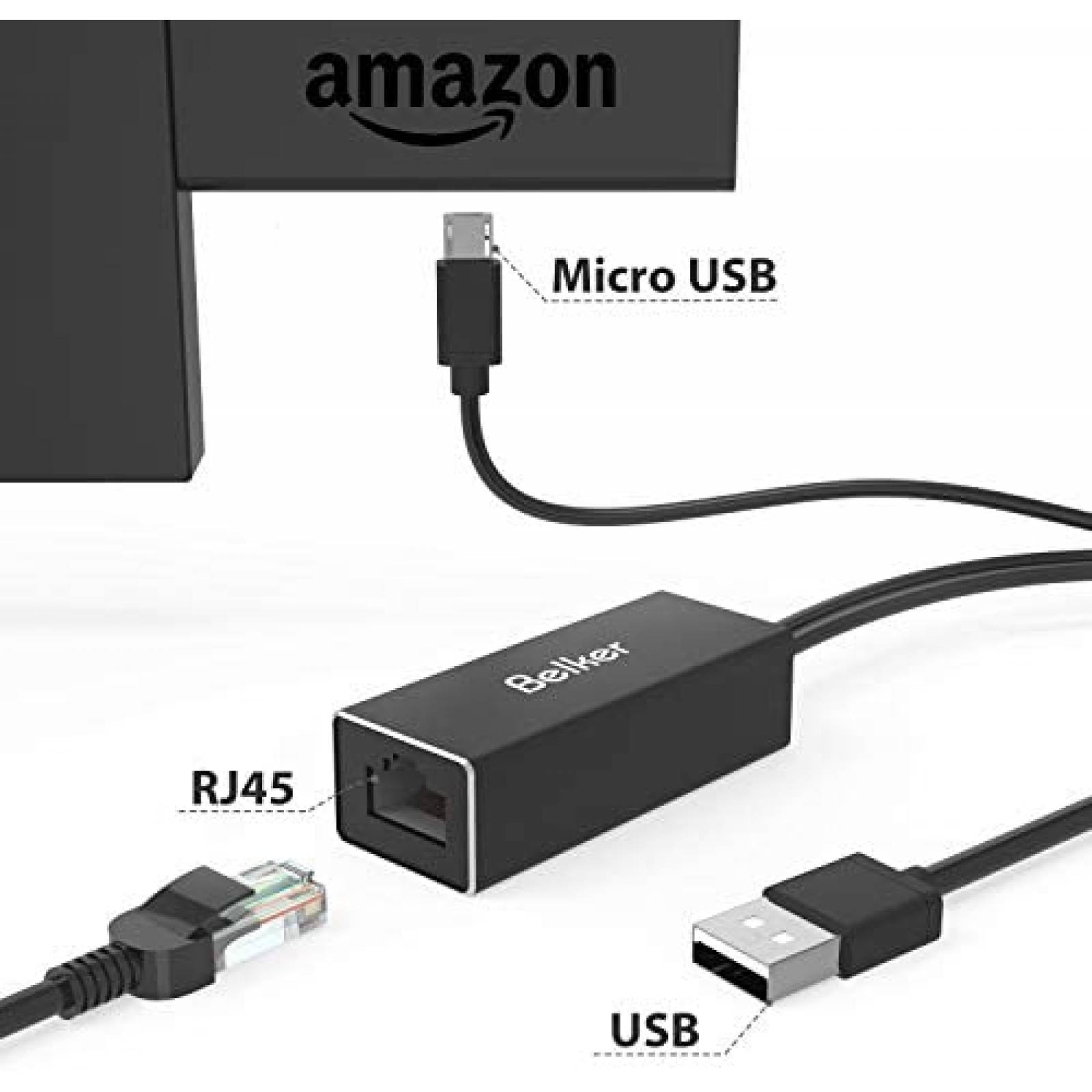 Adaptador Ethernet Fire TV Belkertech Micro USB a Rj45