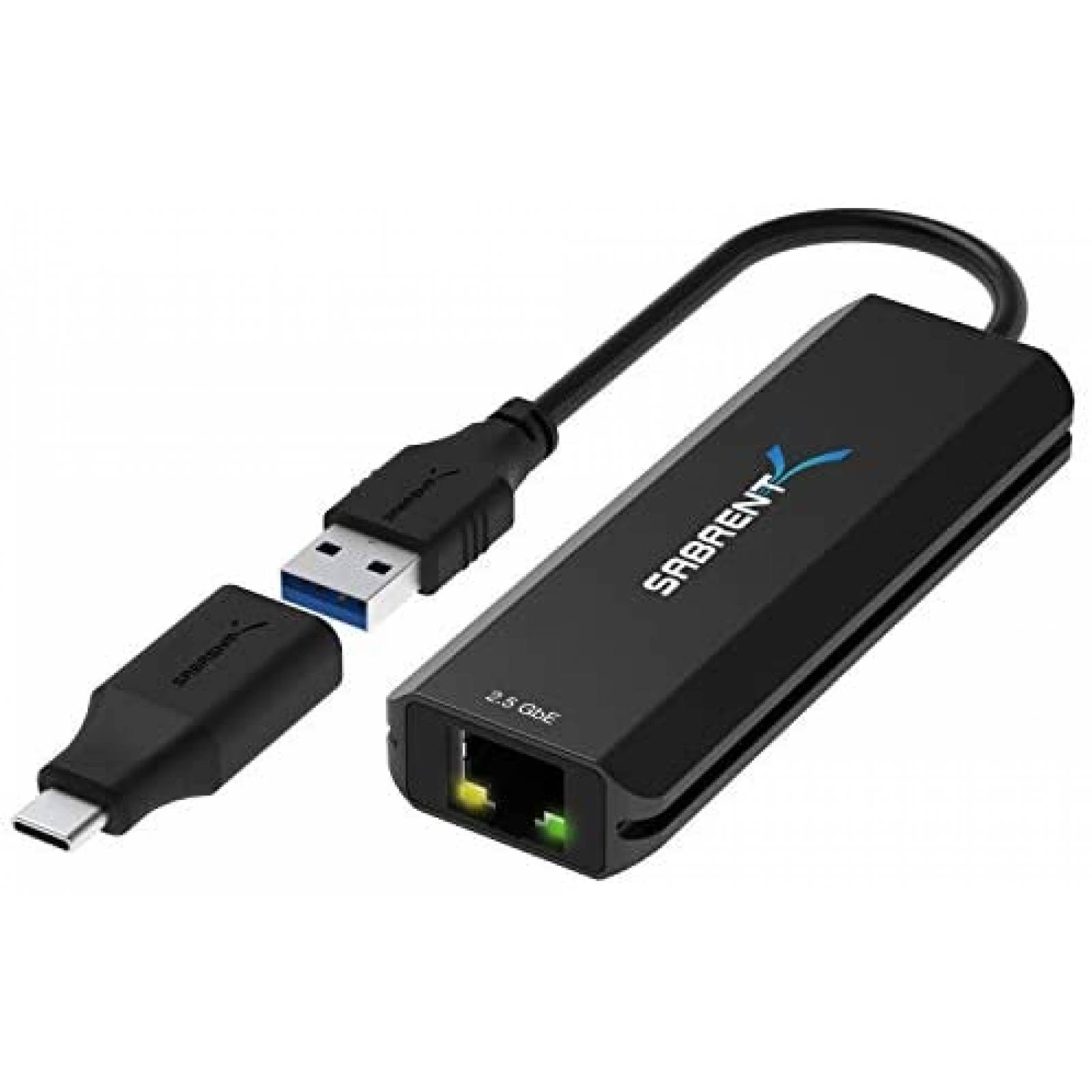 Adaptador Sabrent USB tipo A o C a estandar RJ45 -Negro