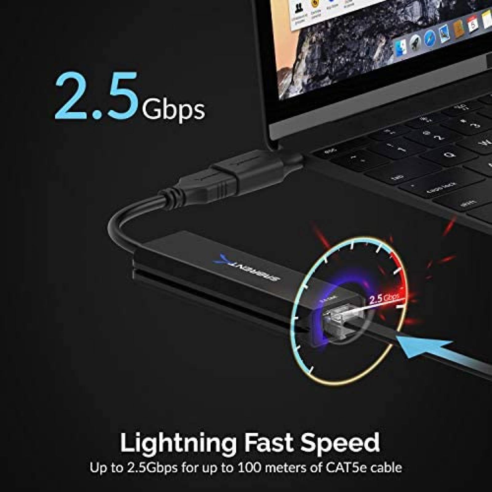 Adaptador Sabrent USB tipo A o C a estandar RJ45 -Negro