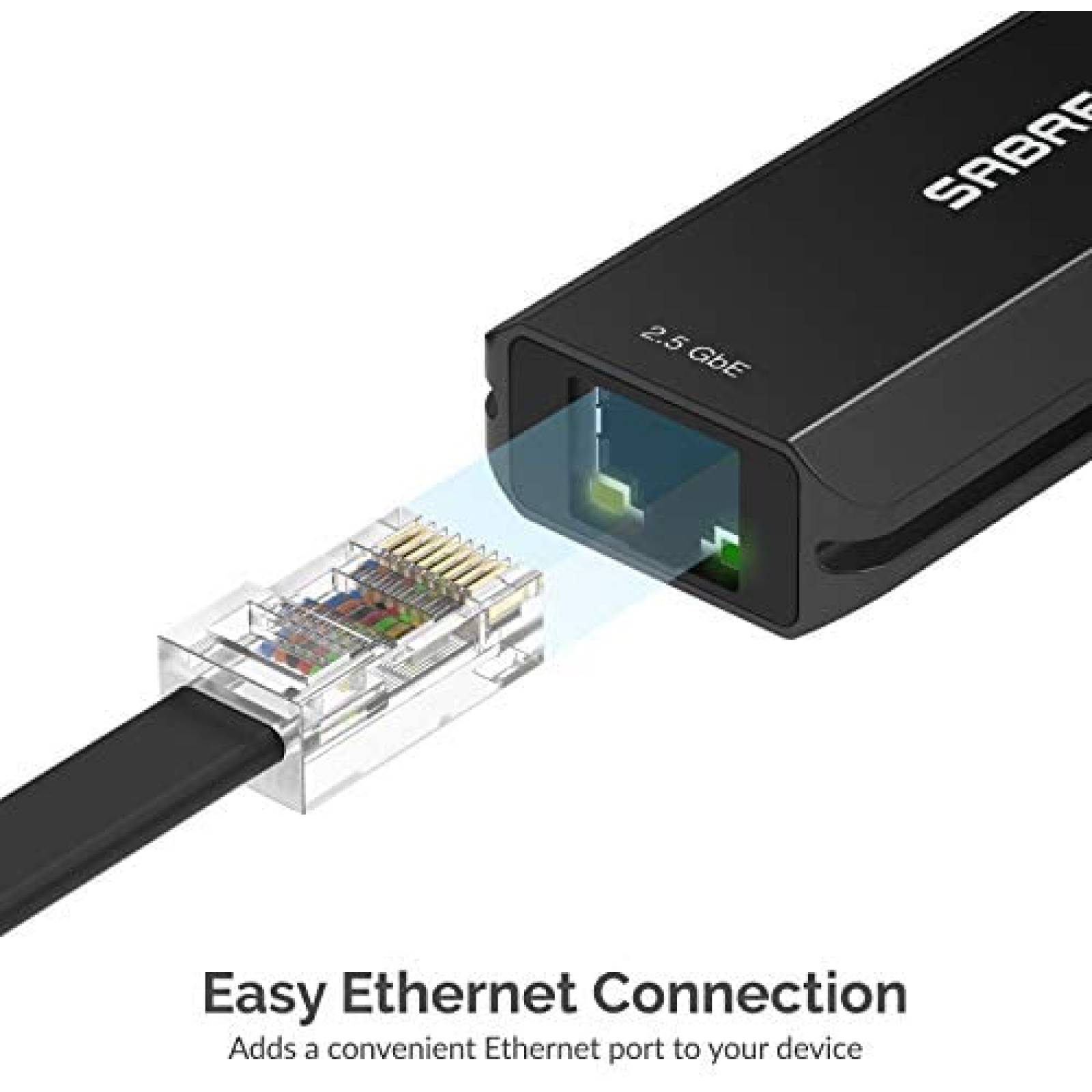 Adaptador Sabrent USB tipo A o C a estandar RJ45 -Negro
