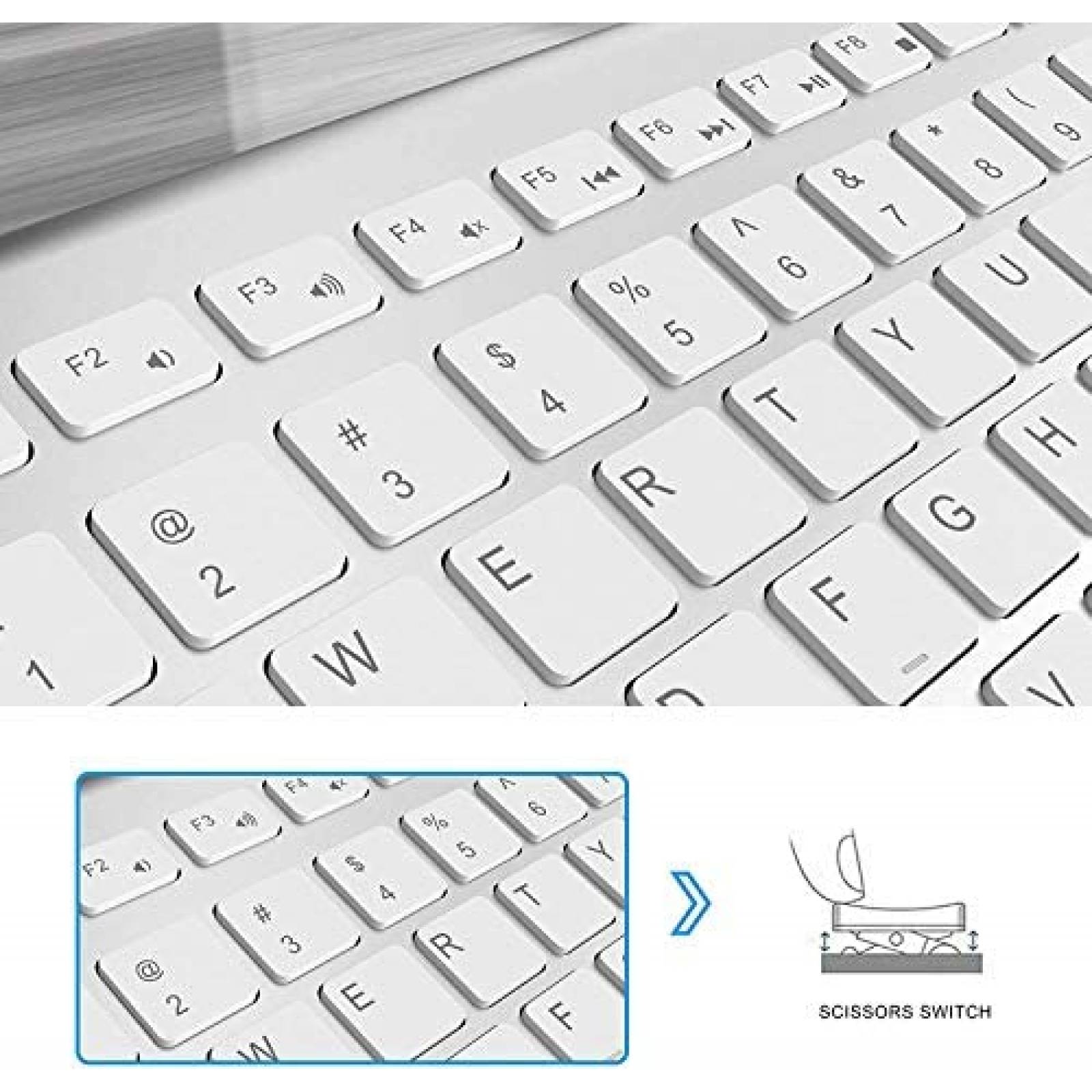 Teclado y Mouse GAMCATZ Inalambricos para Macbook -Blanco