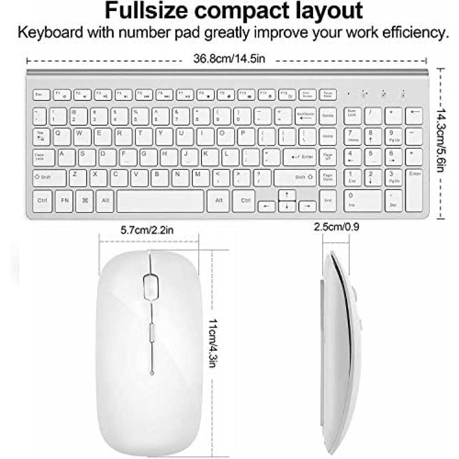 Teclado y Mouse GAMCATZ Inalambricos para Macbook -Blanco