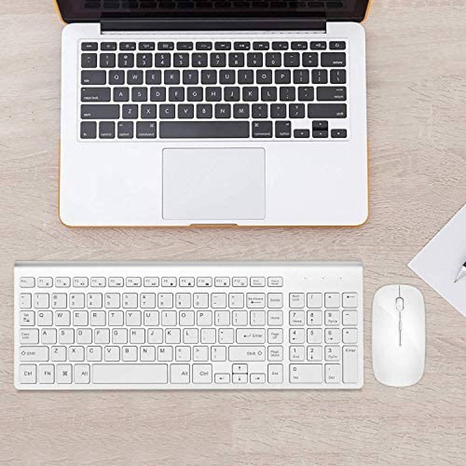 Teclado y Mouse GAMCATZ Inalambricos para Macbook -Blanco