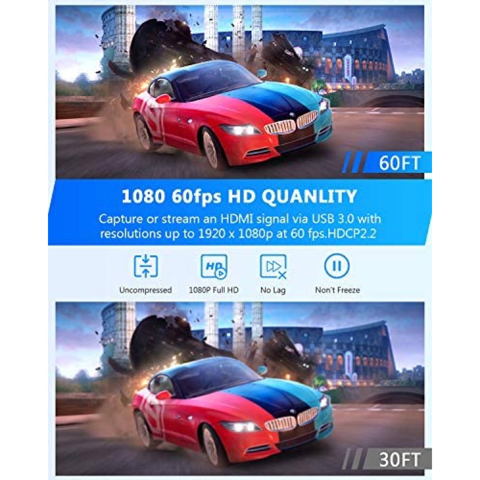 Capturador Video YCE HDMI 1080p 60fps Gamer DSLR -Gris