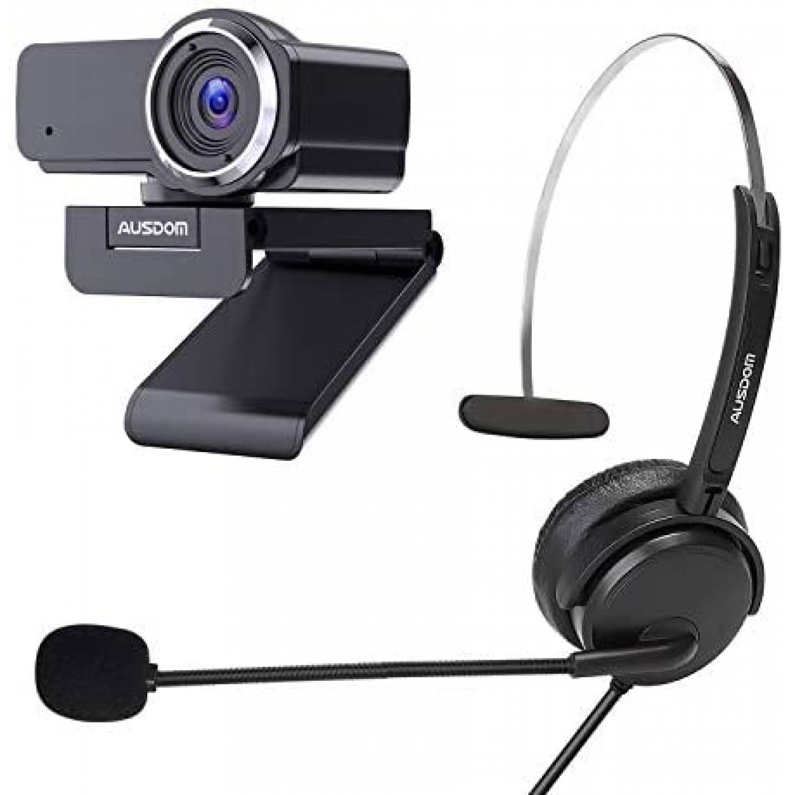 Camara Web AUSDOM AW635 FHD Mas Auriculares De PC -Negro