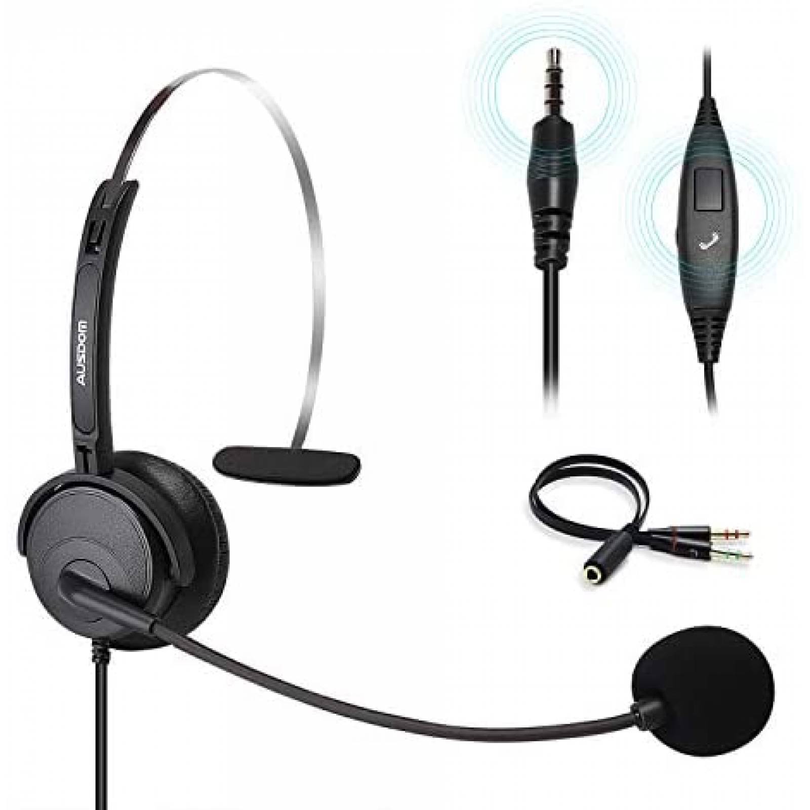 Camara Web AUSDOM AW635 FHD Mas Auriculares De PC -Negro